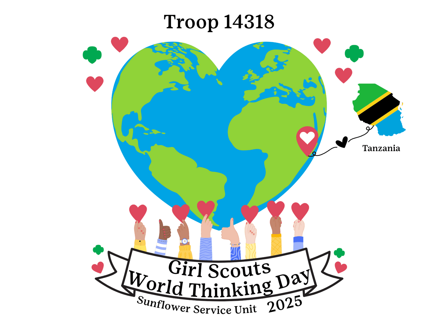 Youth Midweight Tee - Girl Scouts World Thinking Day Shirt - Whippie's