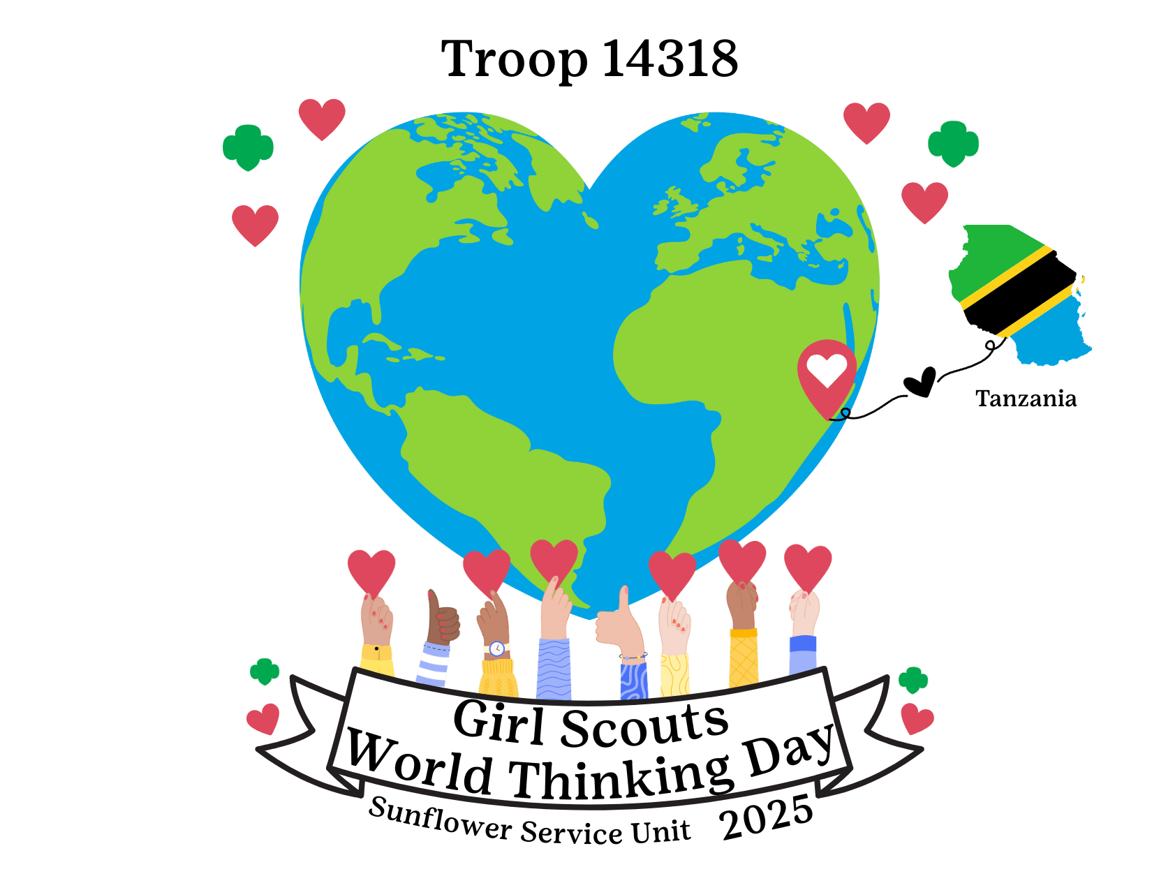 Youth Midweight Tee - Girl Scouts World Thinking Day Shirt - Whippie's