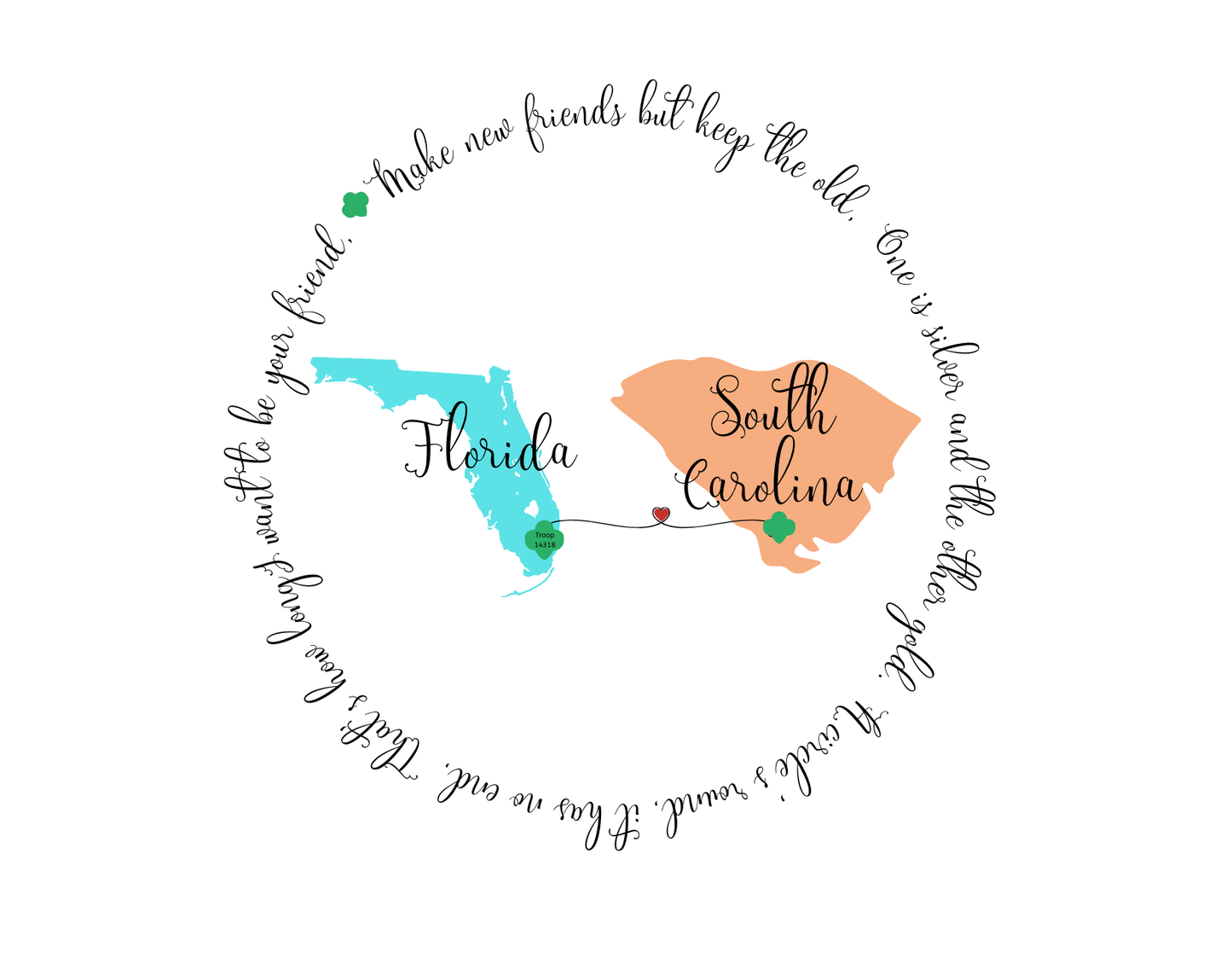 Girl Scout Friendship Moving to New State V-Neck T-shirt - Personalizable - Whippie's