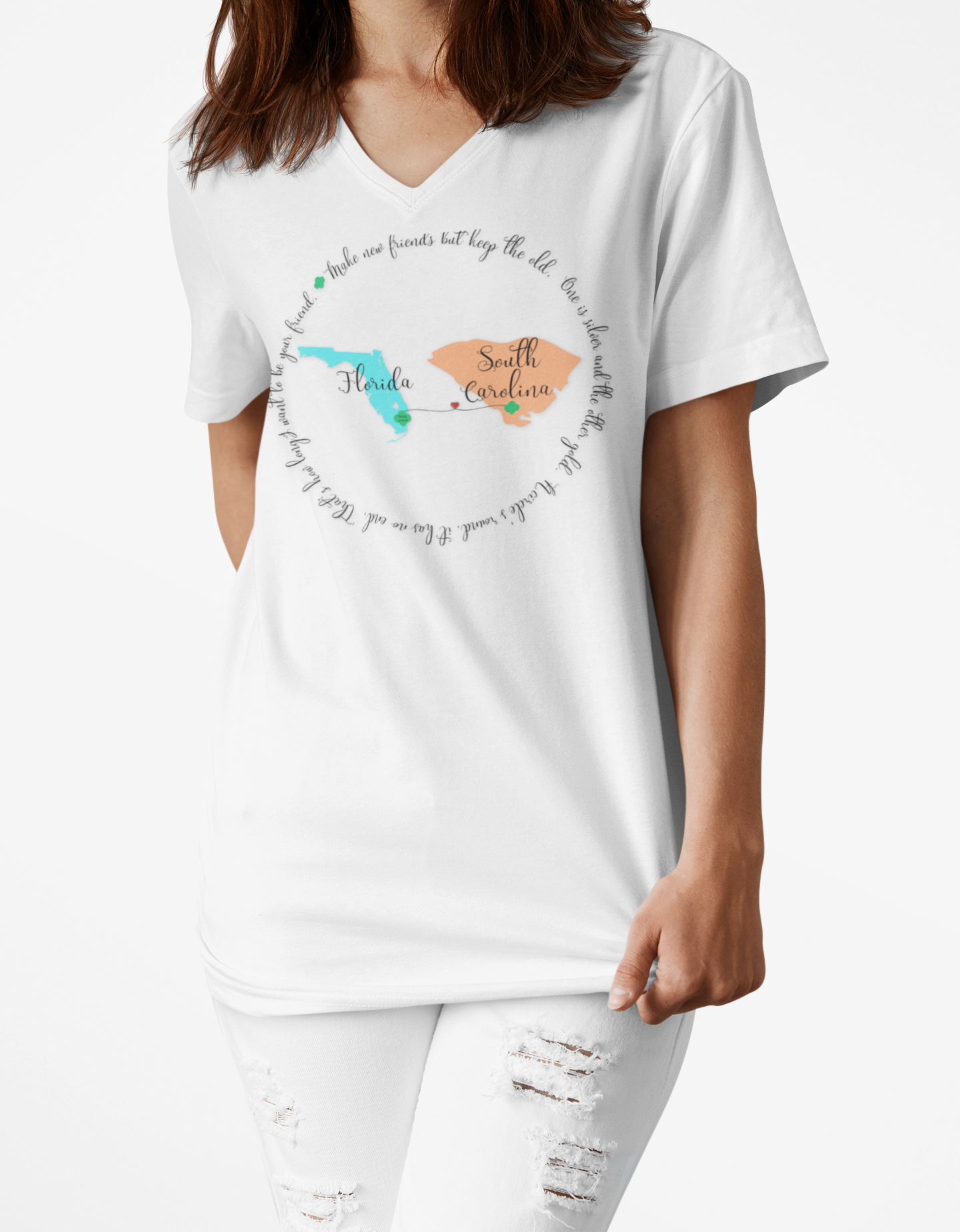 Girl Scout Friendship Moving to New State V-Neck T-shirt - Personalizable - Whippie's