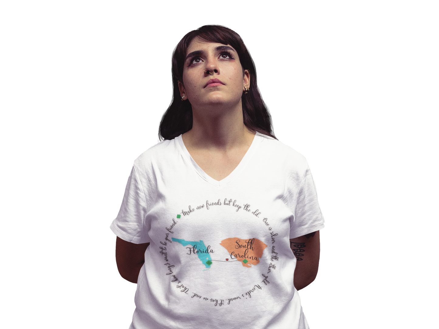 Girl Scout Friendship Moving to New State V-Neck T-shirt - Personalizable - Whippie's