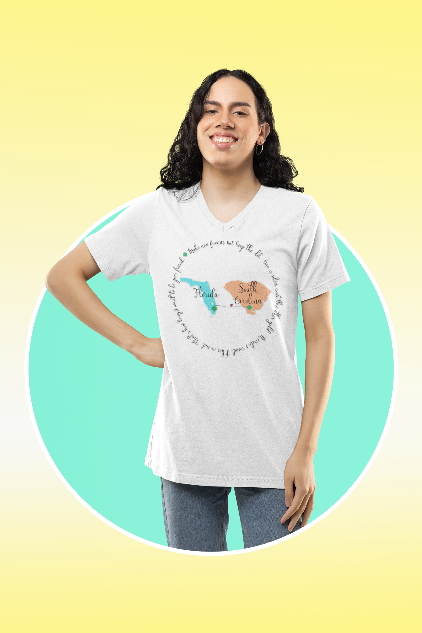 Girl Scout Friendship Moving to New State V-Neck T-shirt - Personalizable - Whippie's