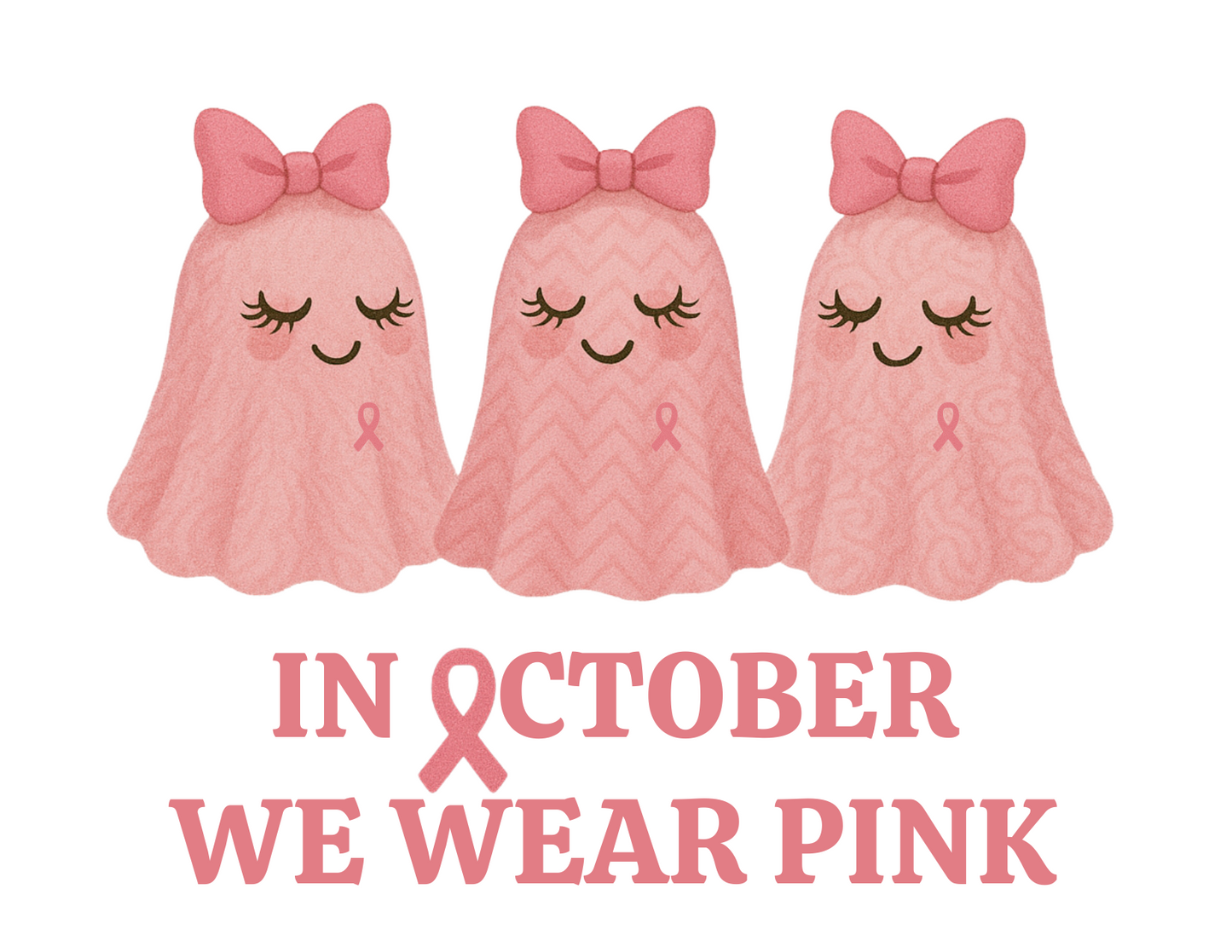 In October We Wear Pink: Cute Ghost Youth Crewneck - Whippie's