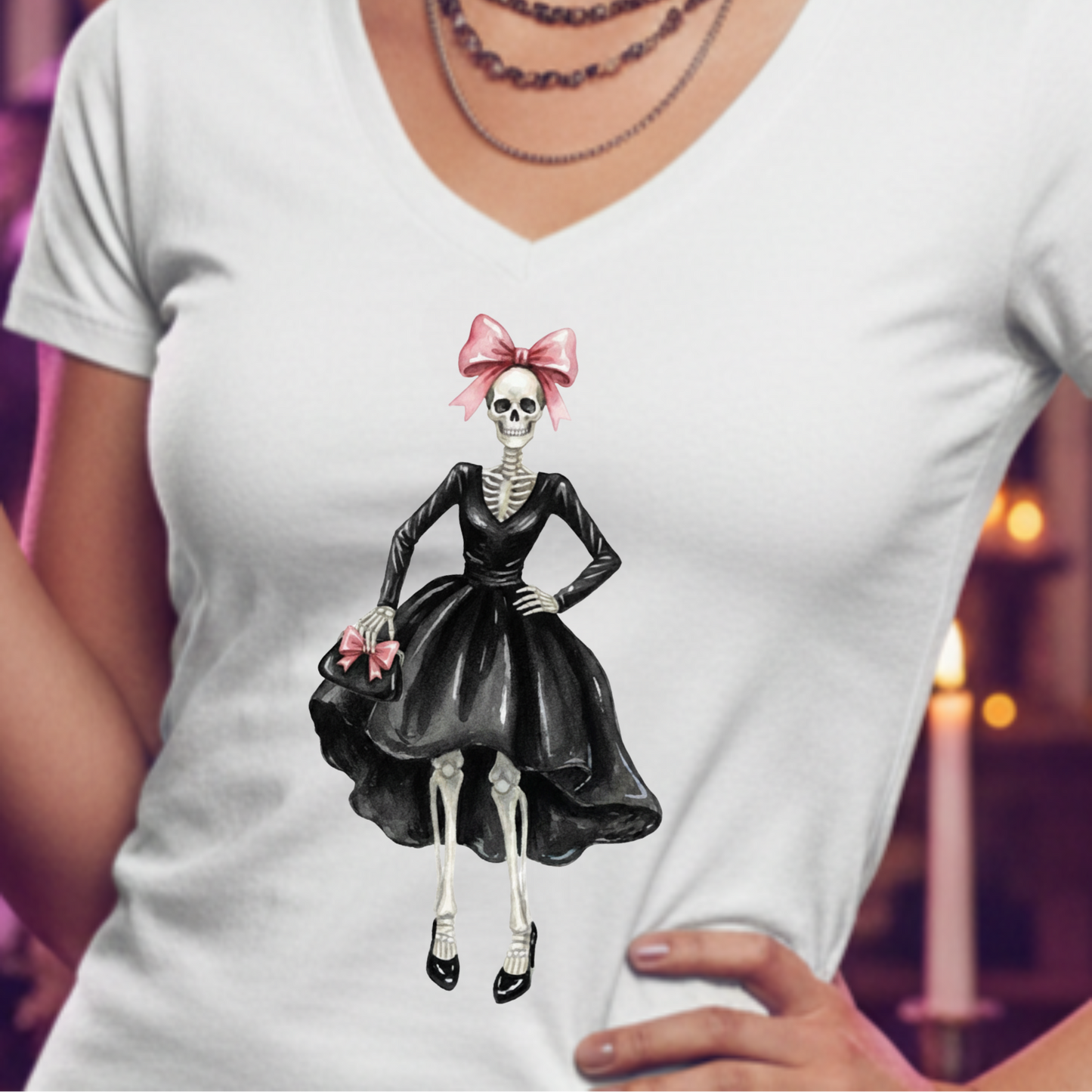 Skeleton Fashionista Women's Deep V-Neck Tee