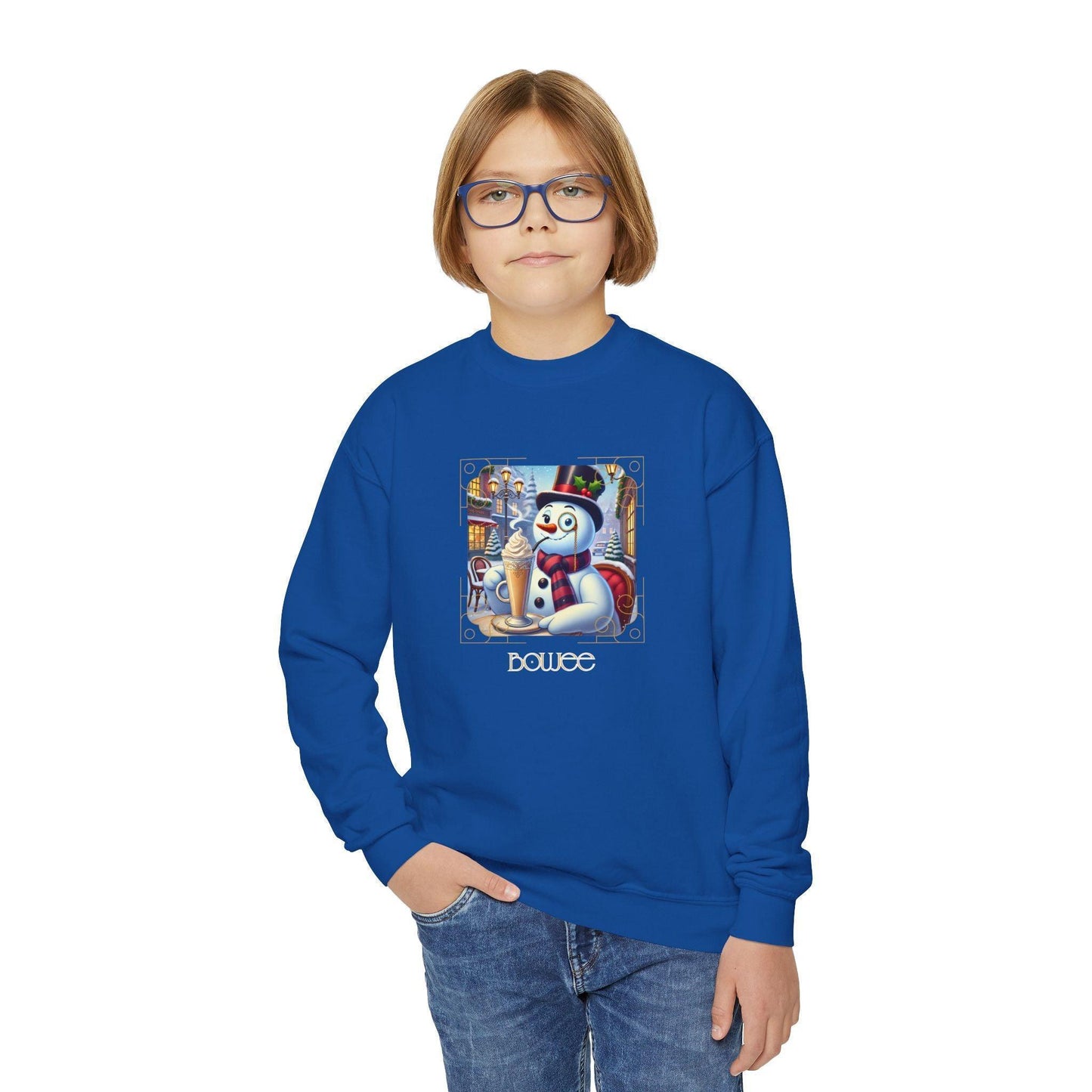 ☃️ Boujee Snowman ☕ Youth Crewneck Sweatshirt ✨ - Whippie's