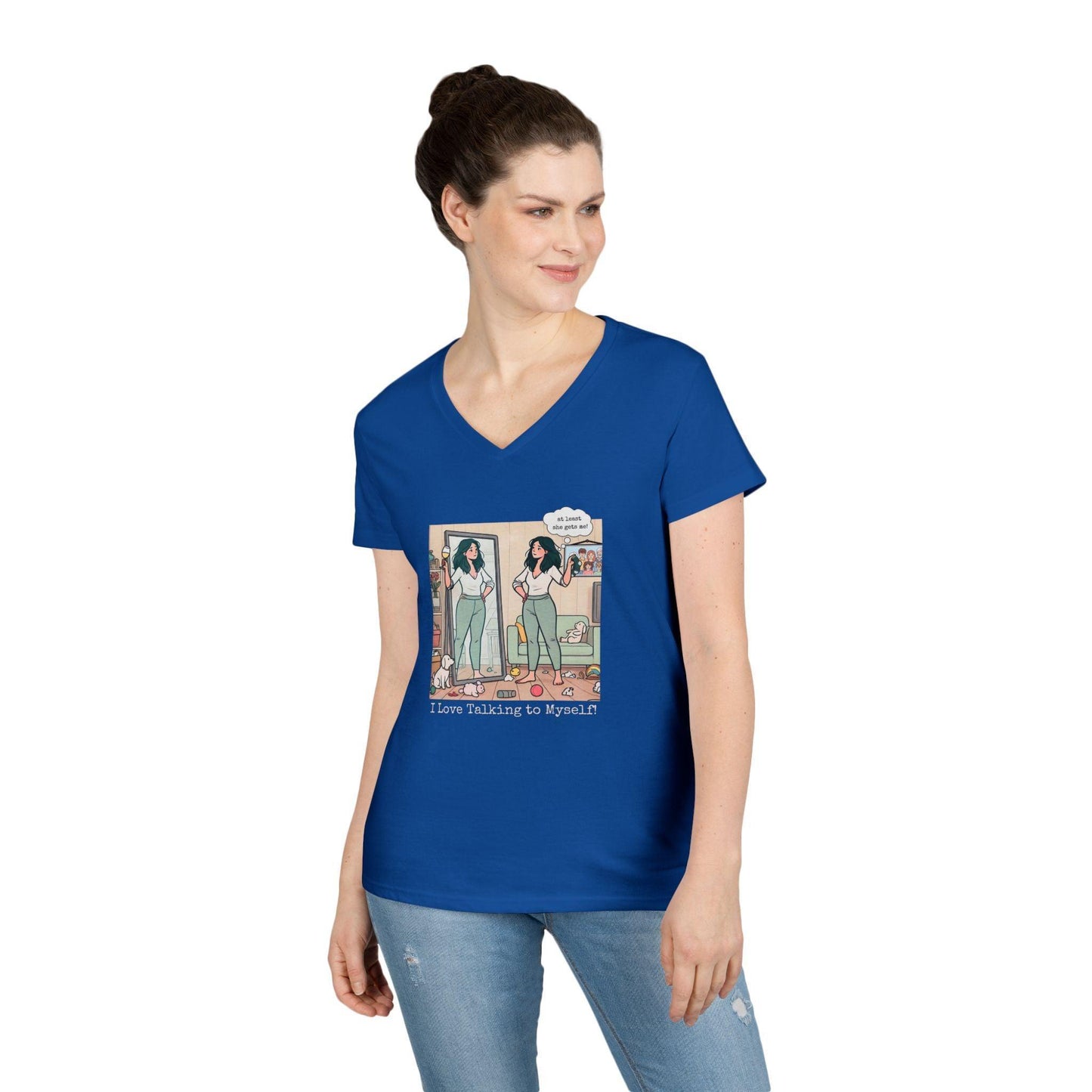 🗣️ I Love Talking to Myself! 🍷 Ladies' V-Neck Tee ✨ Find your best listener in the mirror! - Whippie's