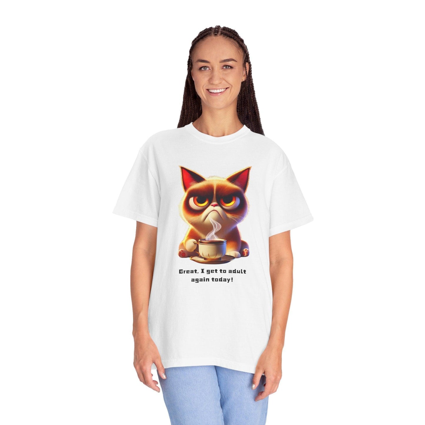 Adulting Again 😾☕ Unisex Garment-Dyed Tee 😹 - Whippie's