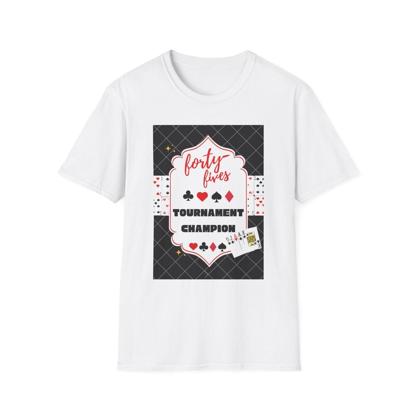 Forty-Fives Tournament Champion - Black Background - Unisex T-Shirt - Whippie's