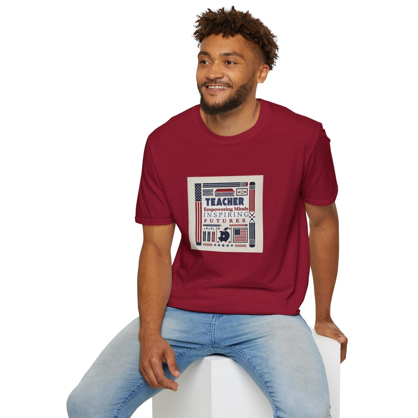 Teacher, Empowering Minds, Inspiring Futures Tee 🍎📚 - Patriotic Colors - Unisex T-Shirt - Whippie's