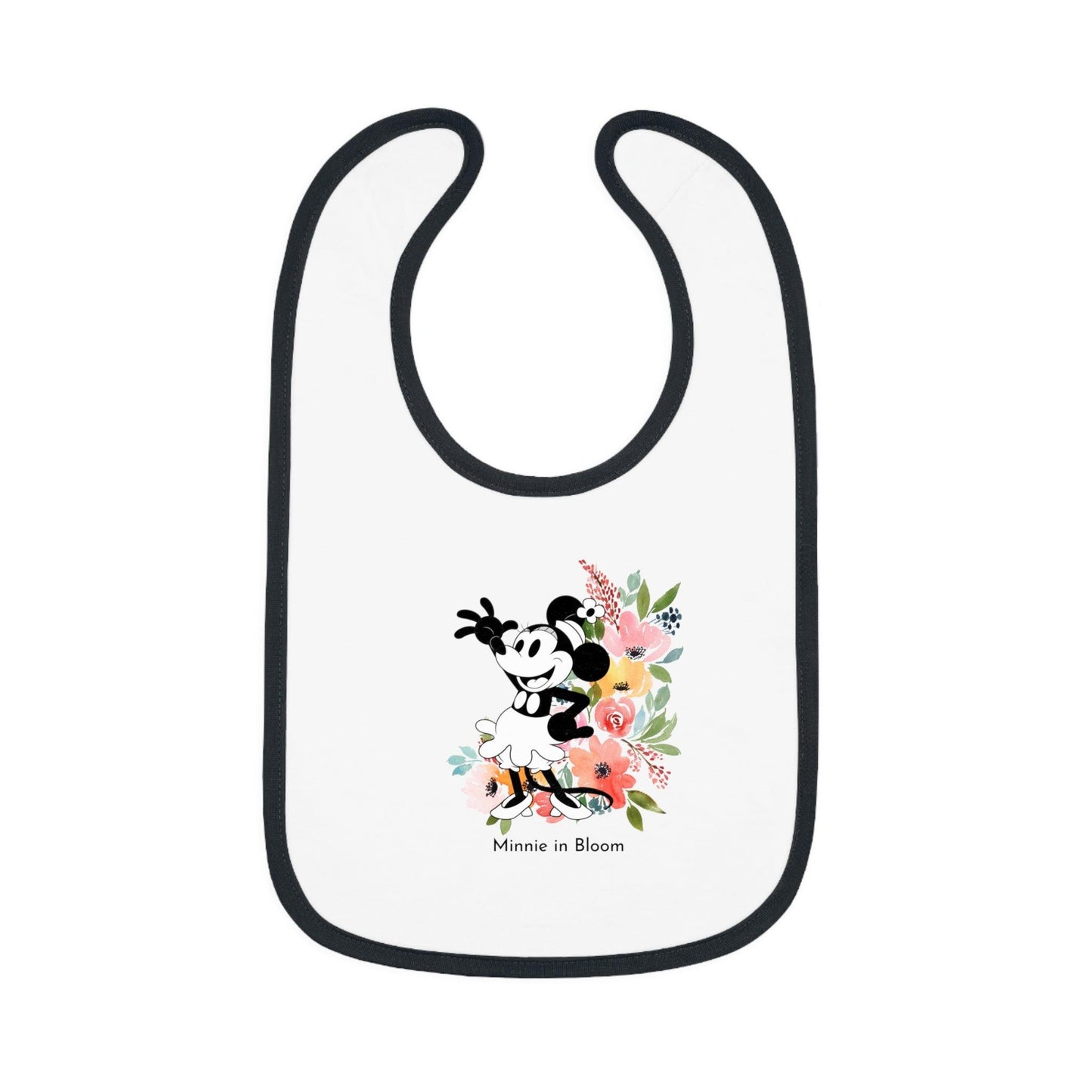 Minnie in Bloom - Mealtime Beauty! 🚢✨ Baby Contrast Trim Jersey Bib - Whippie's