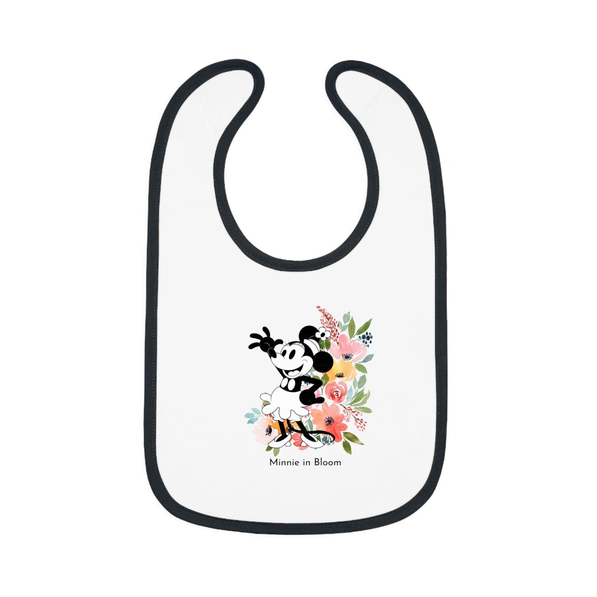 Minnie in Bloom - Mealtime Beauty! 🚢✨ Baby Contrast Trim Jersey Bib - Whippie's