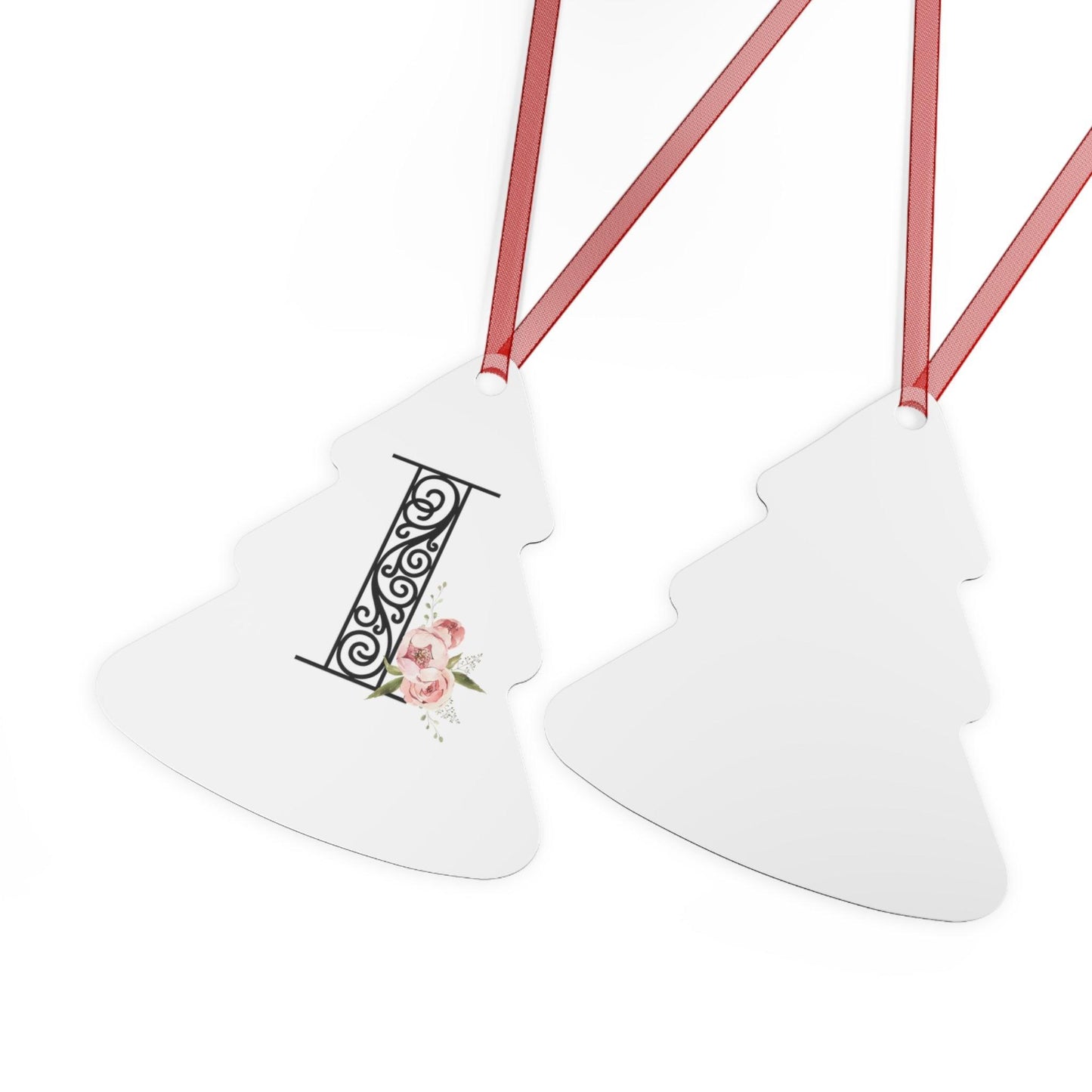 Floral Letters: Letter I - Metal Christmas Ornament - Whippie's