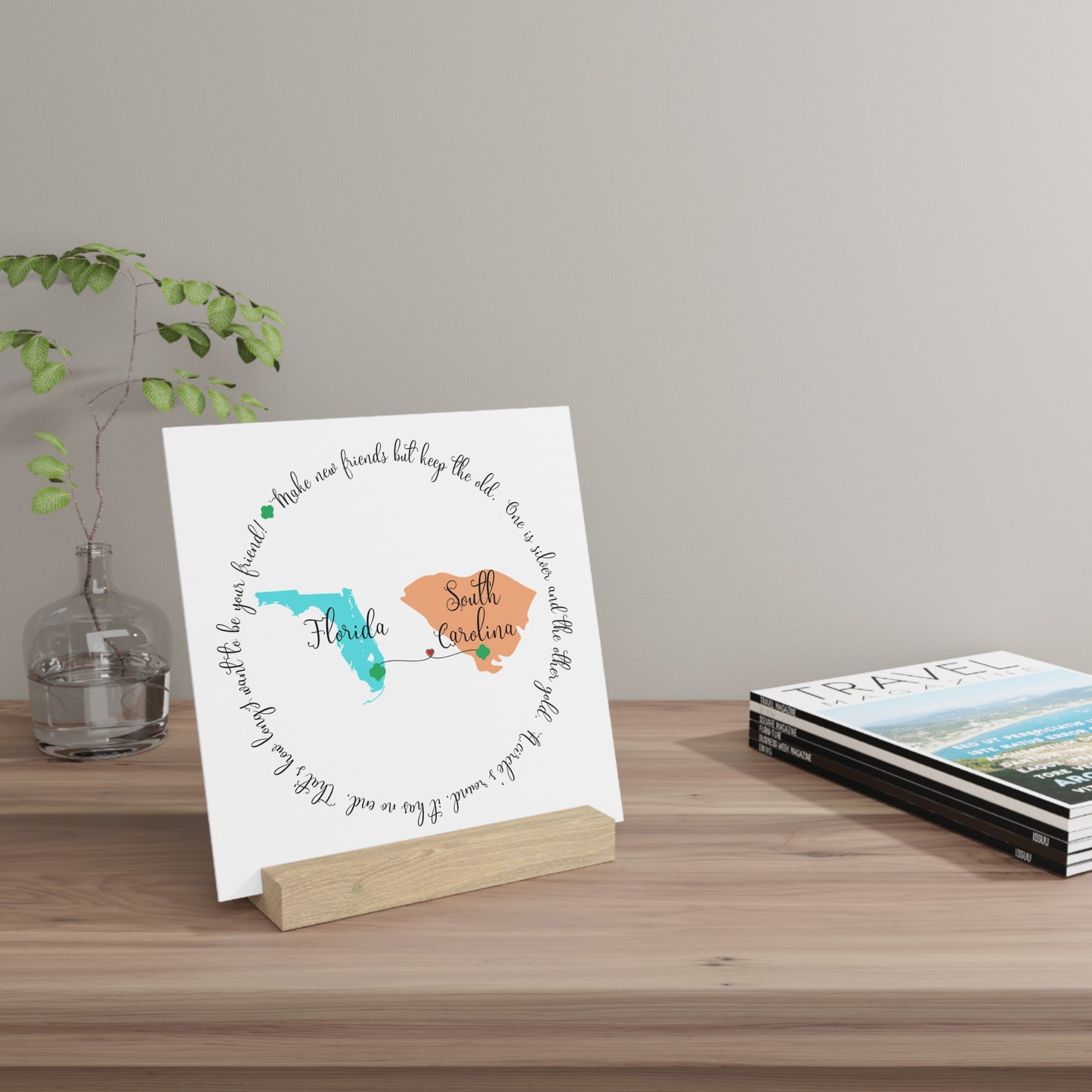 Girl Scout Friendship Moving to New State - Gallery Board with Stand - Personalizable - Whippie's