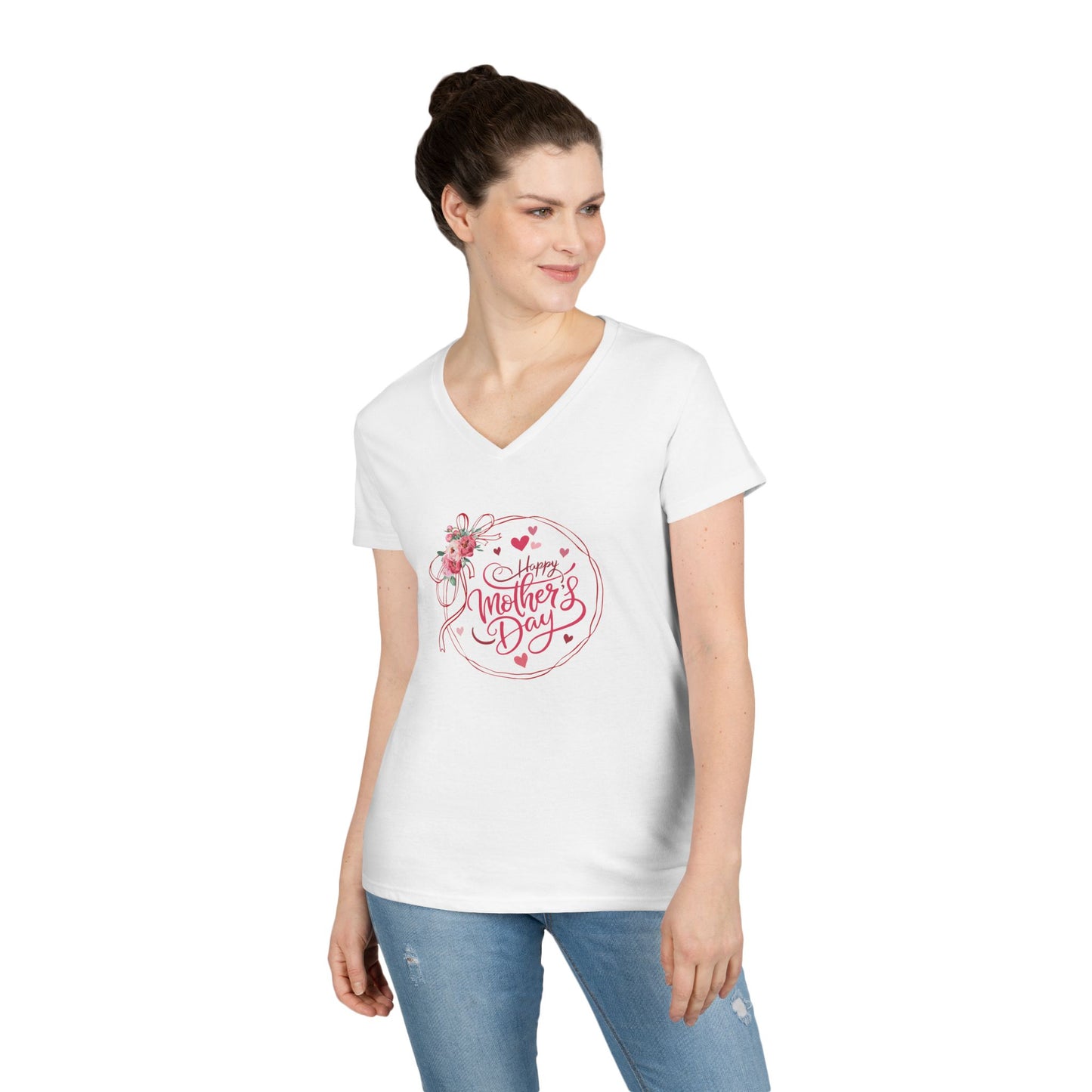 Happy Mother's Day Peonies V-Neck T-Shirt - Whippie's