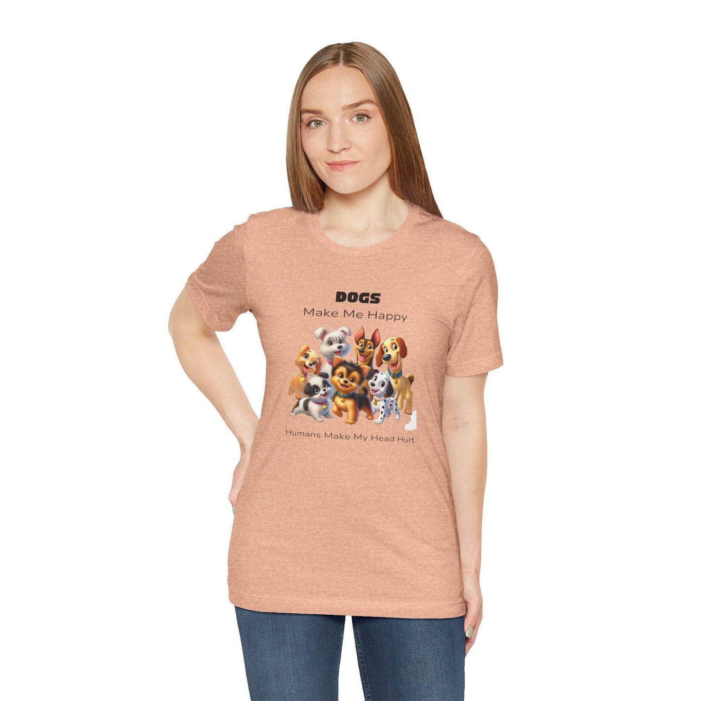 🐶 Dogs Make Me Happy 😊 Unisex Jersey Tee ✨ Pawsitive vibes only! 🐾 - Whippie's