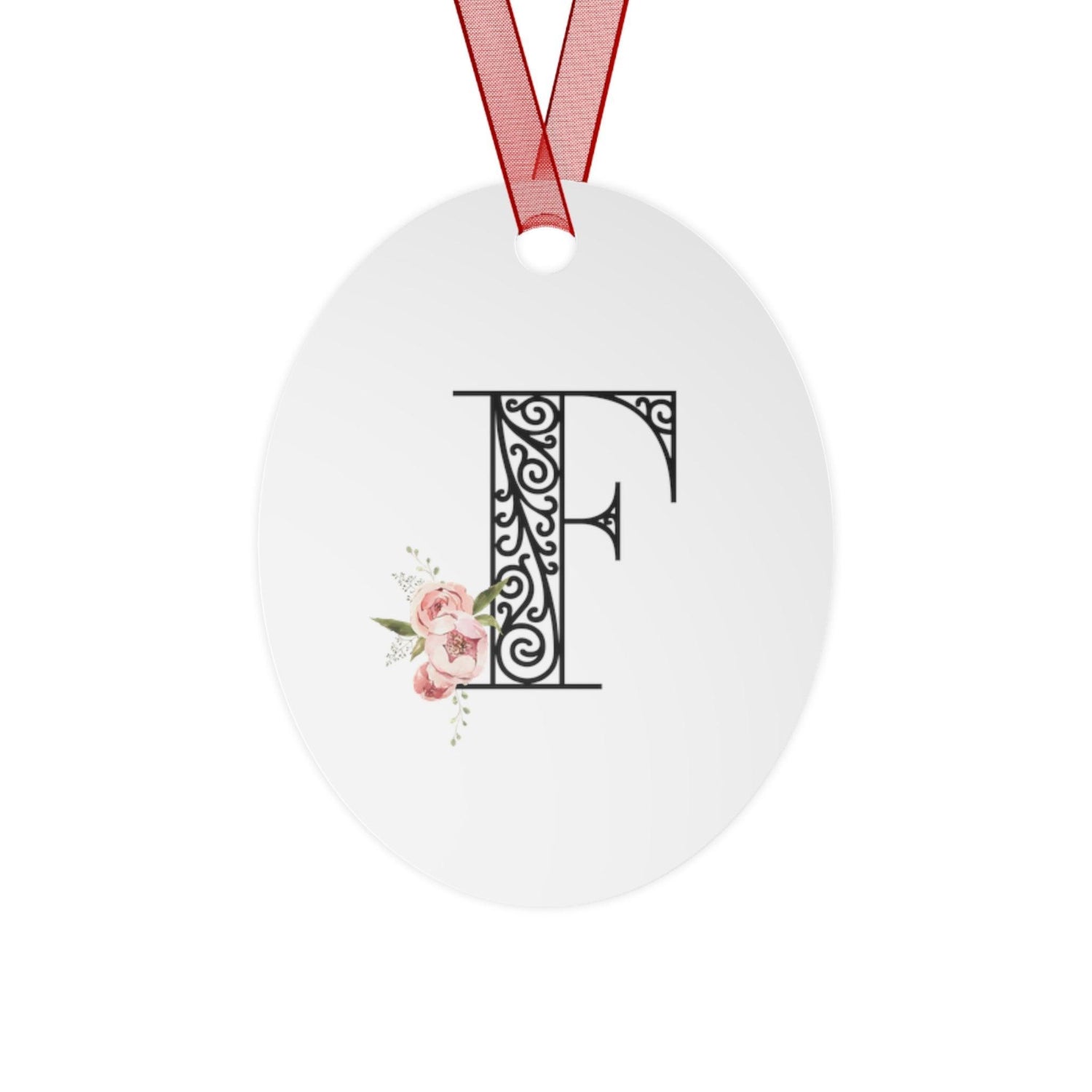 Floral Letters: Letter F - Metal Christmas Ornament - Whippie's