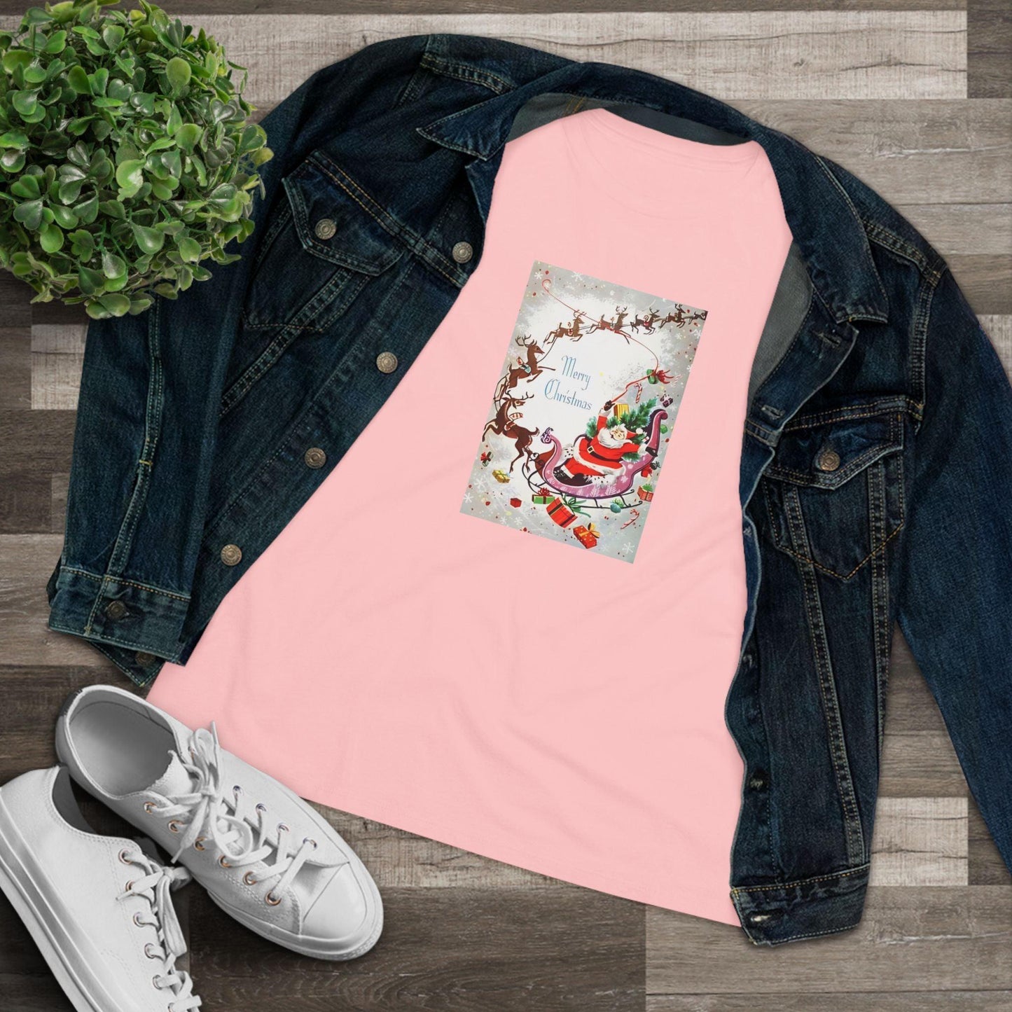 Merry Christmas - Santa and His Sleigh - Women's Tee - Whippie's