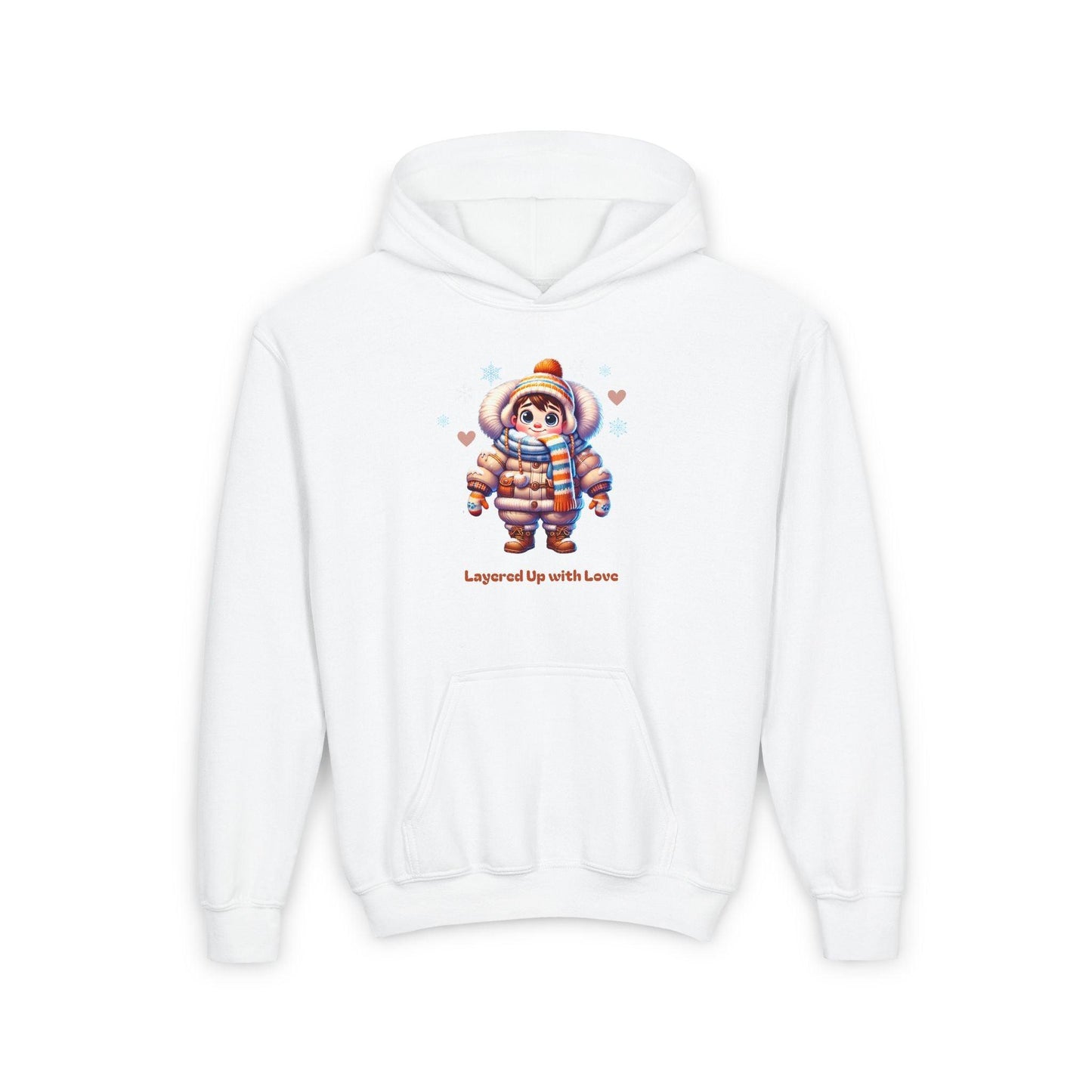 Layered Up with Love (Boy) - Cozy Comfort for Kids! ❄️💙 Youth Heavy Blend Hooded Sweatshirt - Whippie's