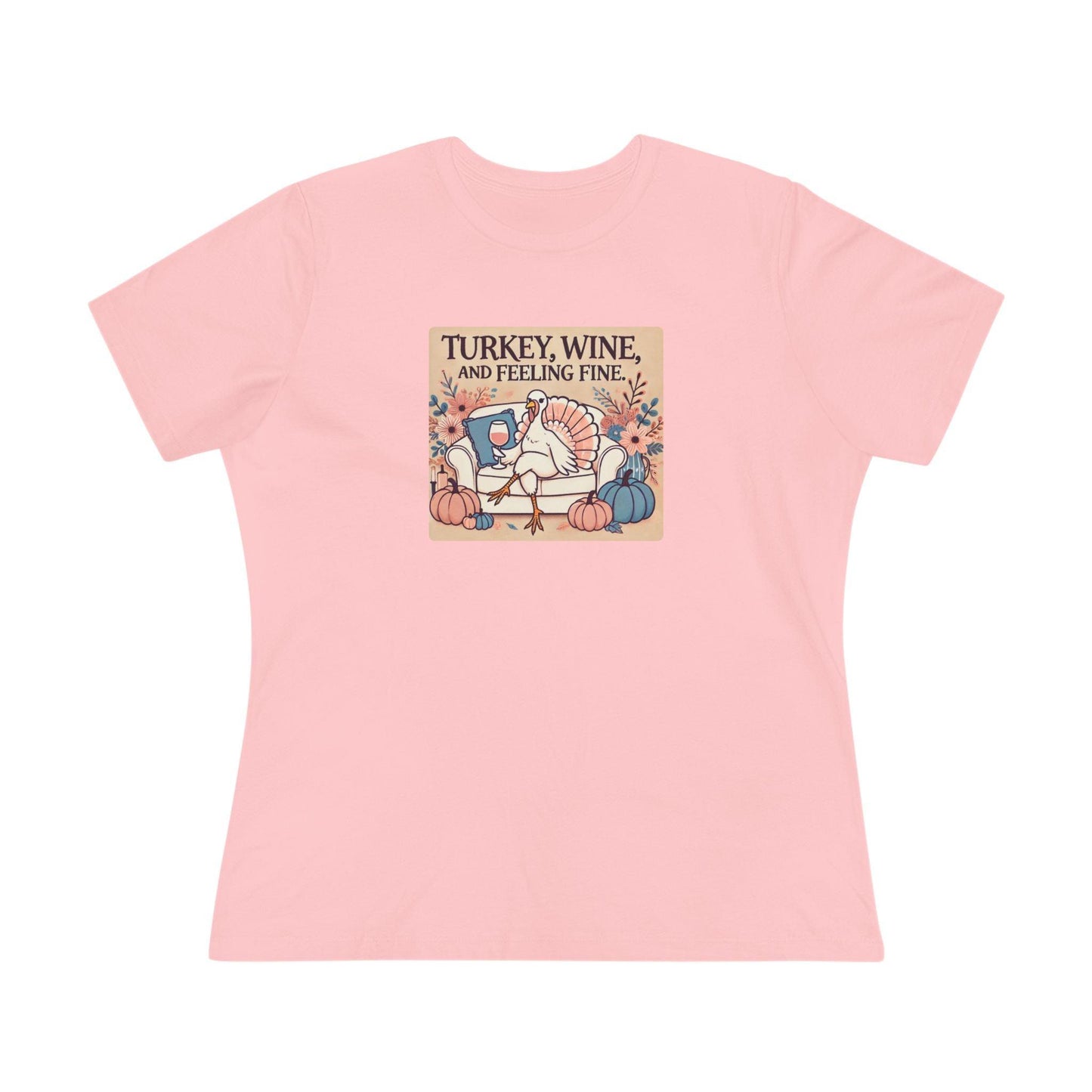 Turkey, Wine, Feeling Fine - Cheers to Thanksgiving! 🦃🍷 - Women's Softstyle Tee - Whippie's