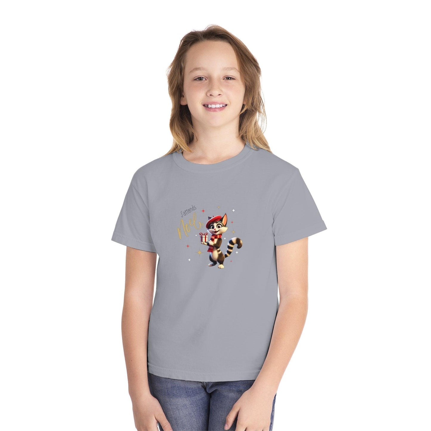 J'attends Noël 🐈⬛ Youth Midweight Tee 🎄 A purr-fectly Parisian Christmas for your little one! - Whippie's