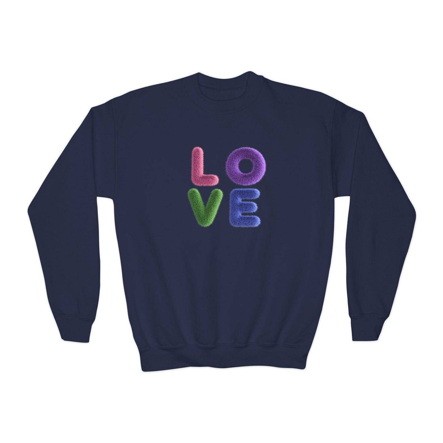 Fuzzy Love Sweatshirt - Youth Crewneck Sweatshirt- Spread the Love ❤️ - Whippie's