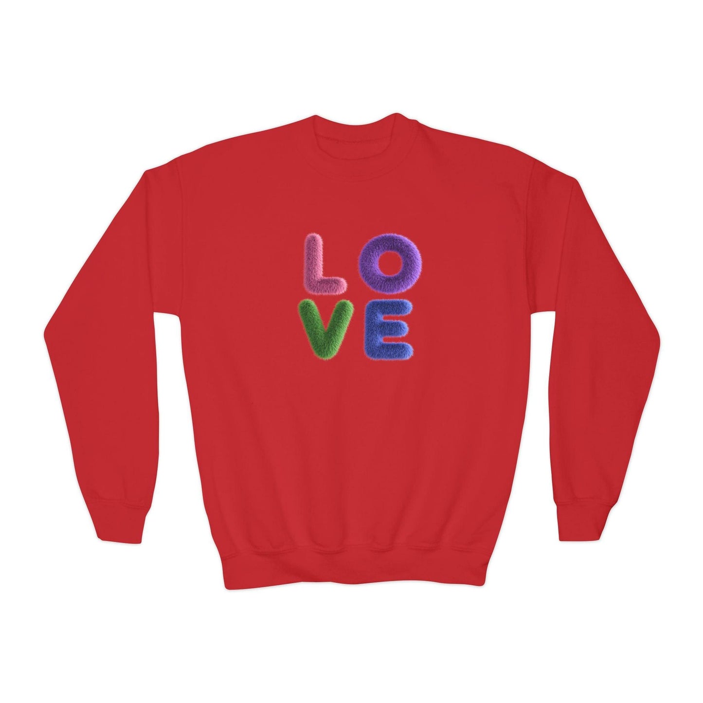 Fuzzy Love Sweatshirt - Youth Crewneck Sweatshirt- Spread the Love ❤️ - Whippie's