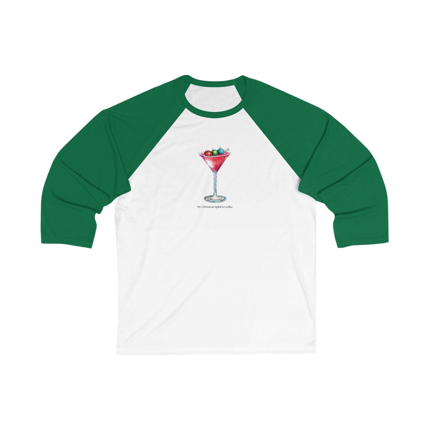My Christmas Spirit is Vodka 🍸🎄 - Unisex 3/4 Sleeve T-shirt - Whippie's