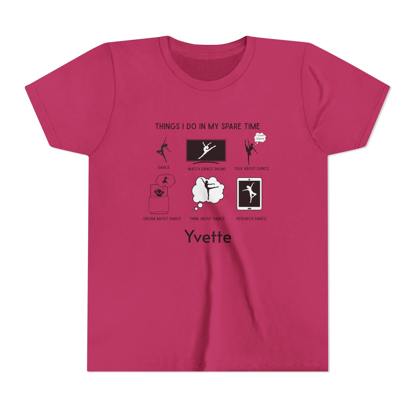 My Spare Time = Dance Time - Female Dancer - Youth Tee - Personalizable - Whippie's