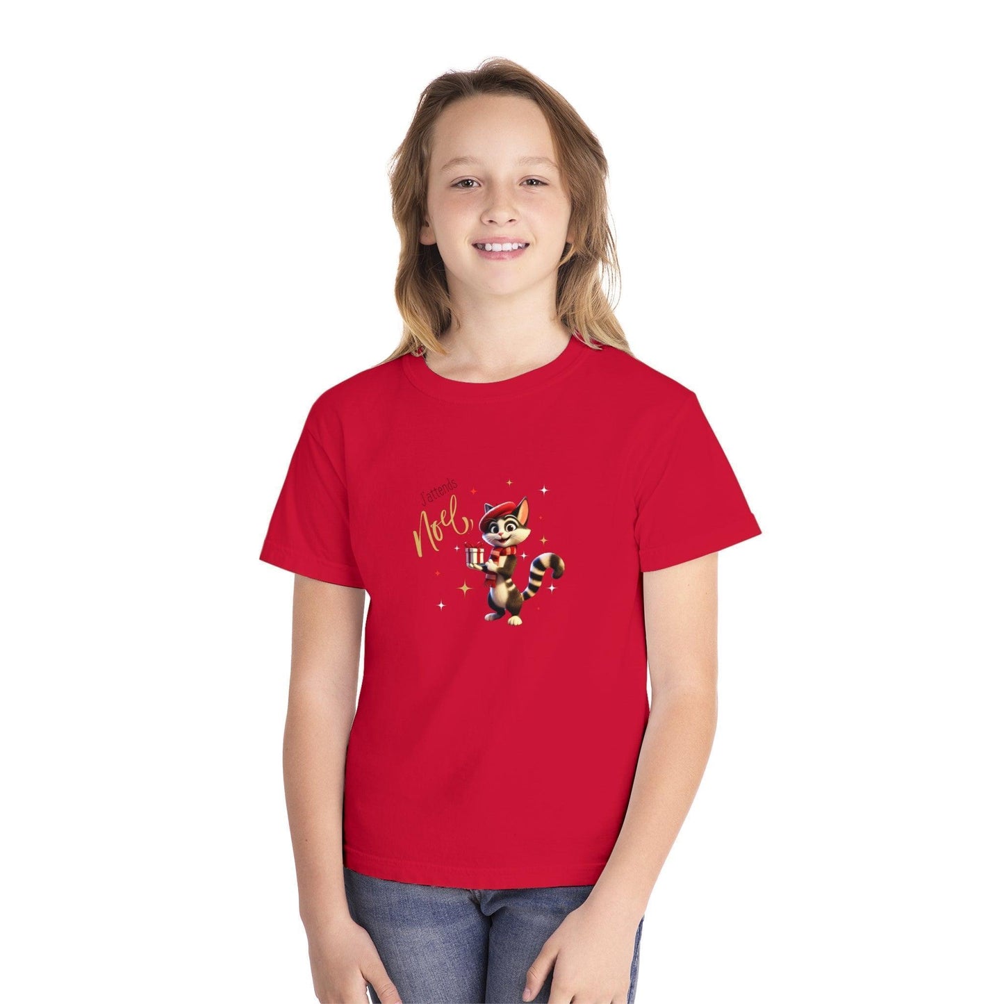 J'attends Noël 🐈⬛ Youth Midweight Tee 🎄 A purr-fectly Parisian Christmas for your little one! - Whippie's