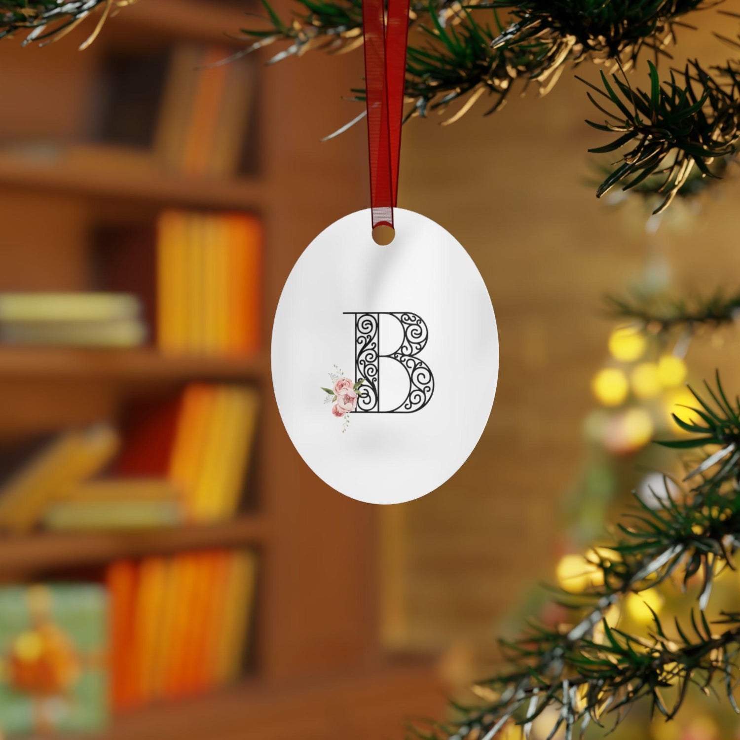 Floral Letters: Letter B - Metal Christmas Ornament - Whippie's