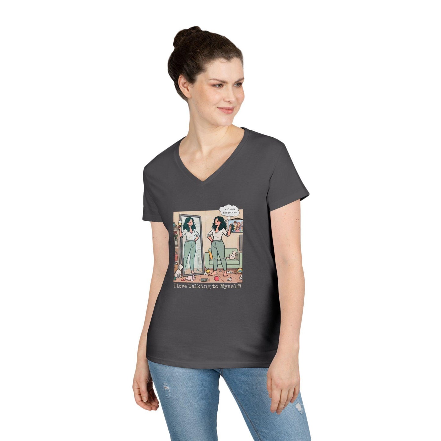 🗣️ I Love Talking to Myself! 🍷 Ladies' V-Neck Tee ✨ Find your best listener in the mirror! - Whippie's