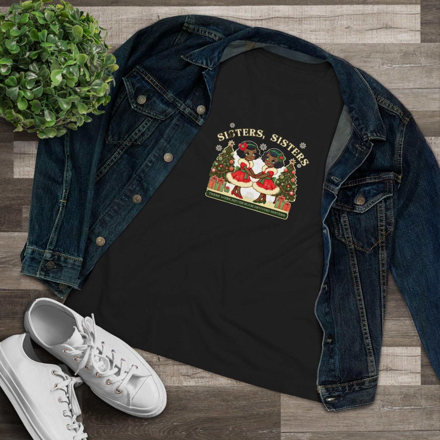 Sisters, Sisters (Black Sisters) - There Were Never Such Devoted Sisters! 👭🏿🎄 - Women's Softstyle Tee - Whippie's