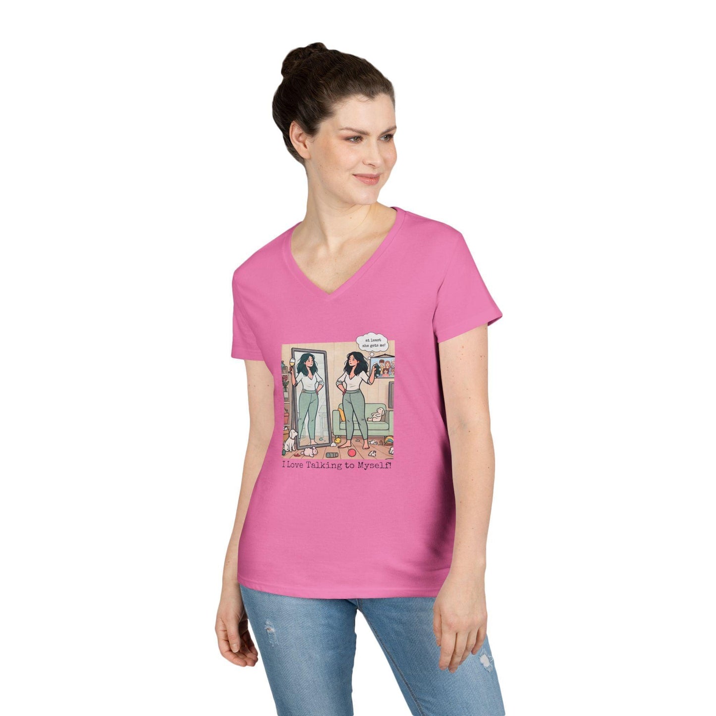 🗣️ I Love Talking to Myself! 🍷 Ladies' V-Neck Tee ✨ Find your best listener in the mirror! - Whippie's