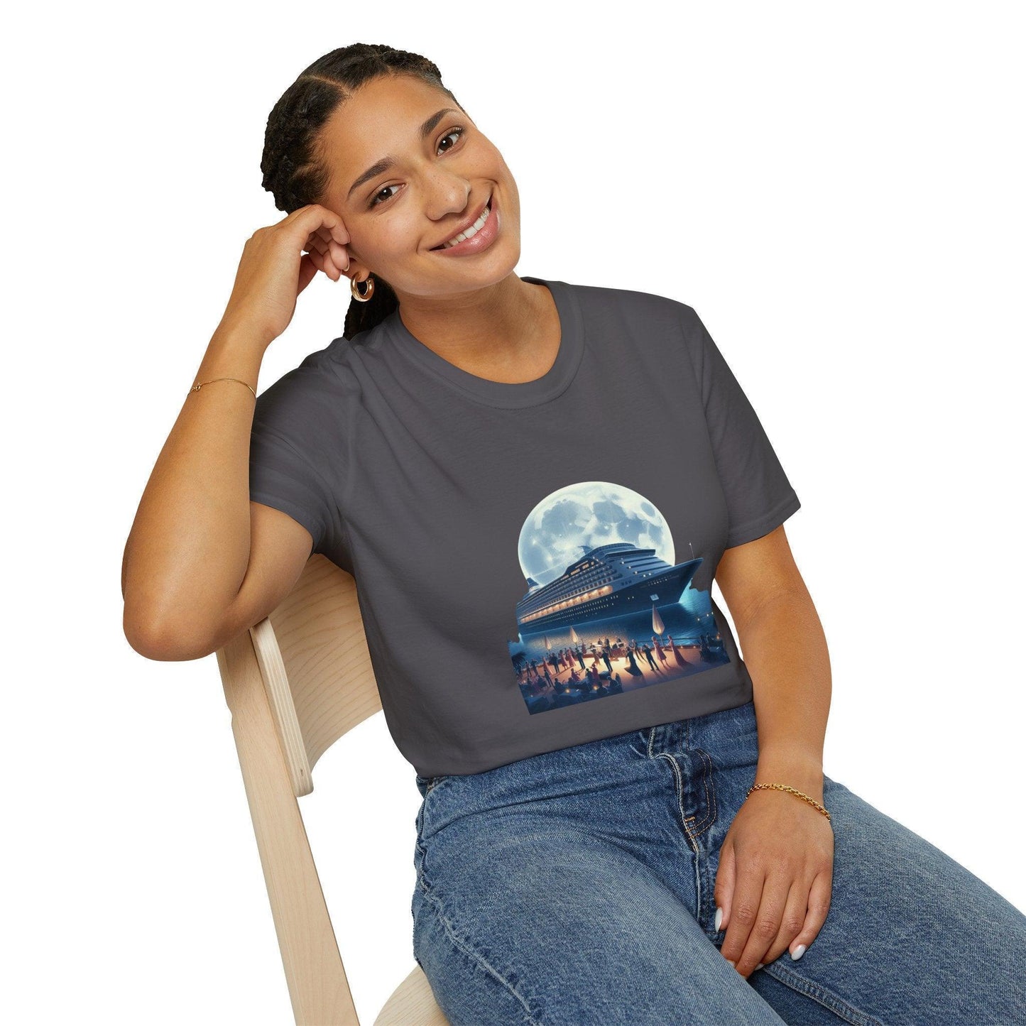Moonlight Cruise Party 🛳️ Unisex T-Shirt - Dance the Night Away! 🌕 - Whippie's