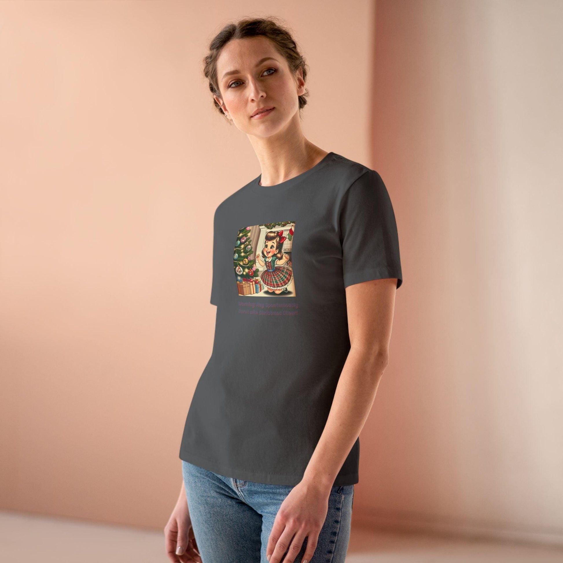 Warning: May Spontaneously Burst with Christmas Cheer! - Women's Softstyle Tee - Whippie's