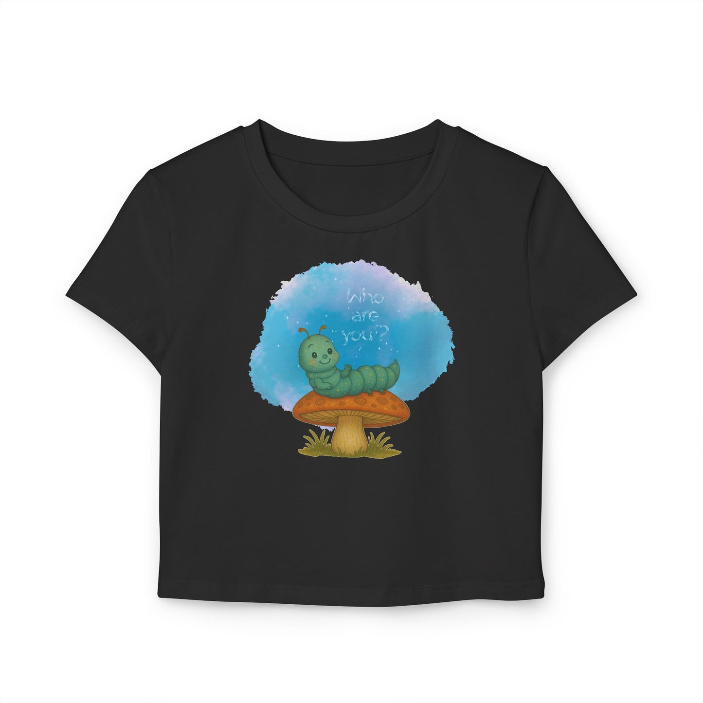 ✨ Who Are You? Cute Sparkly Caterpillar Baby Tee ✨ - Whippie's