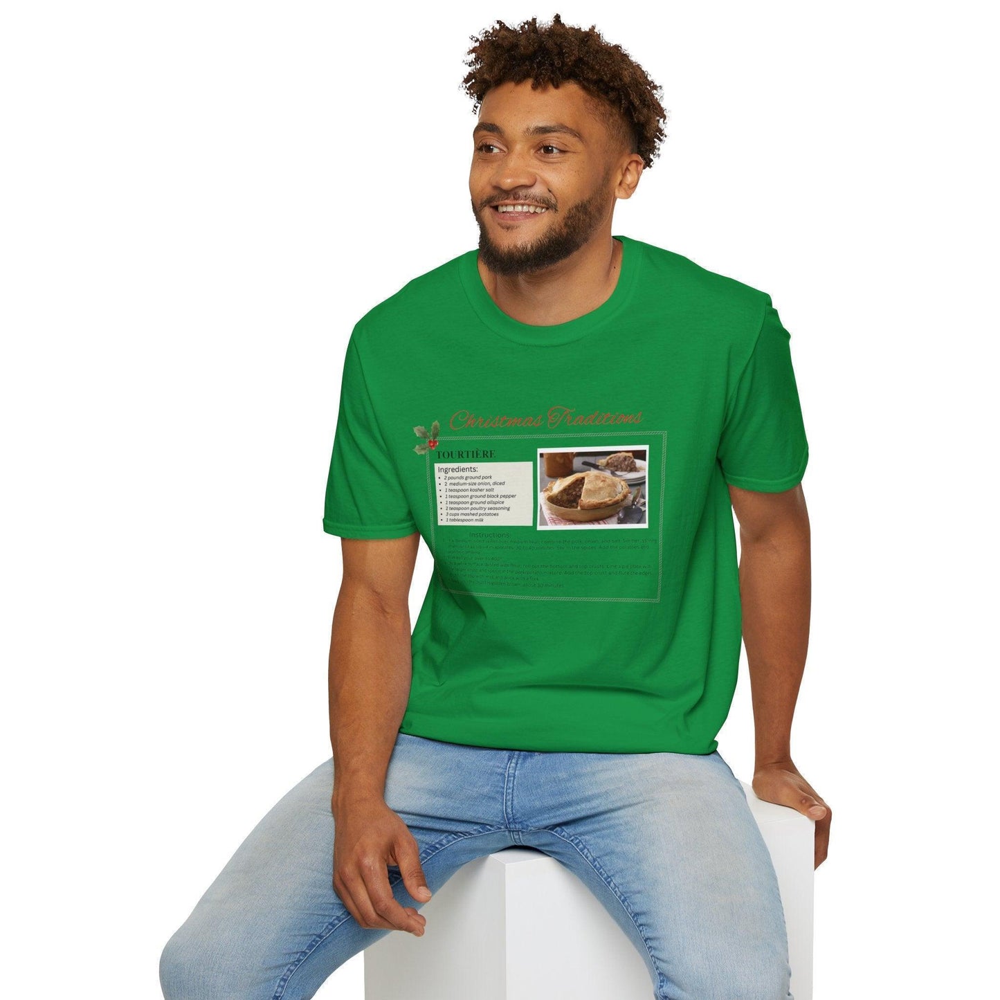 Tourtière Recipe Card - Unisex T-Shirt - French Canadian Christmas Traditions! 🎄 - Whippie's