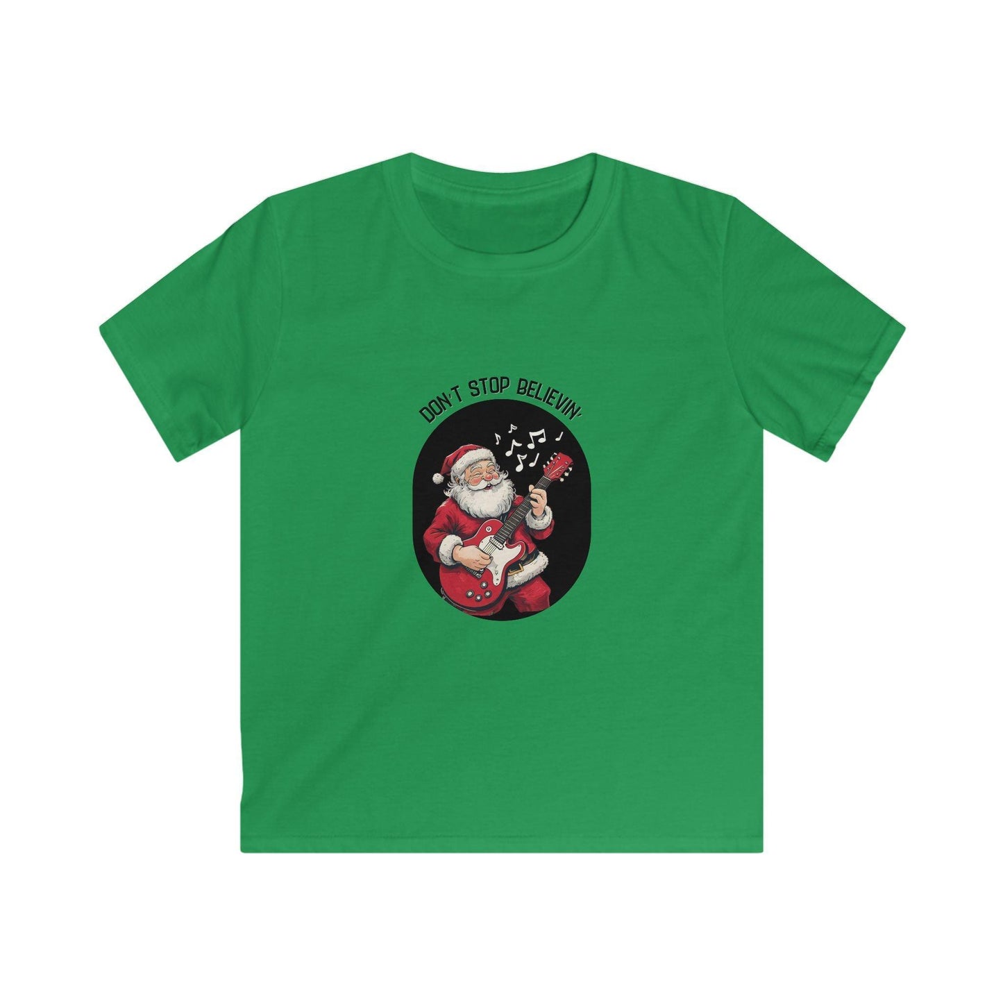 Rockin' Santa: Don't Stop Believin' in Holiday Cheer! Kids Softstyle Tee - Whippie's