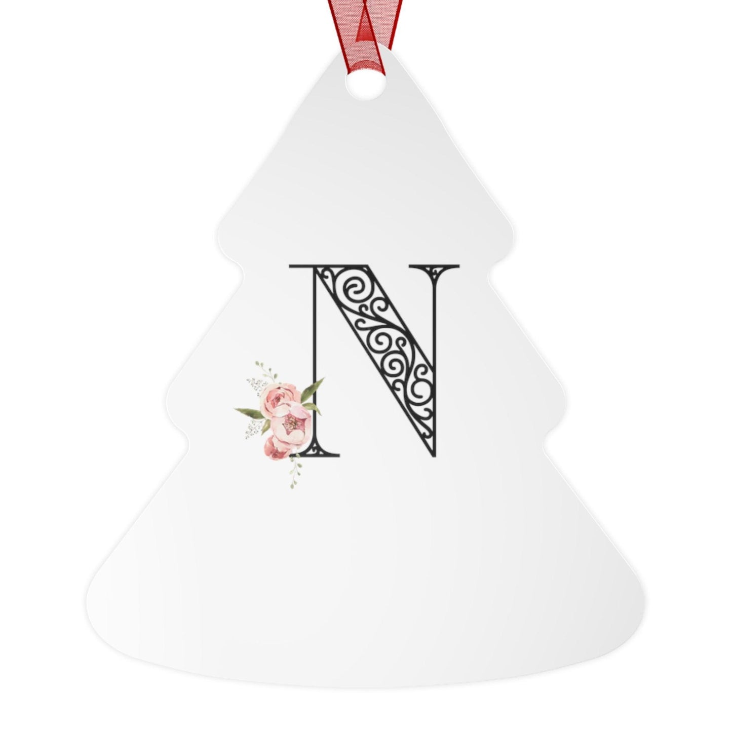 Floral Letters: Letter N - Metal Christmas Ornament - Whippie's