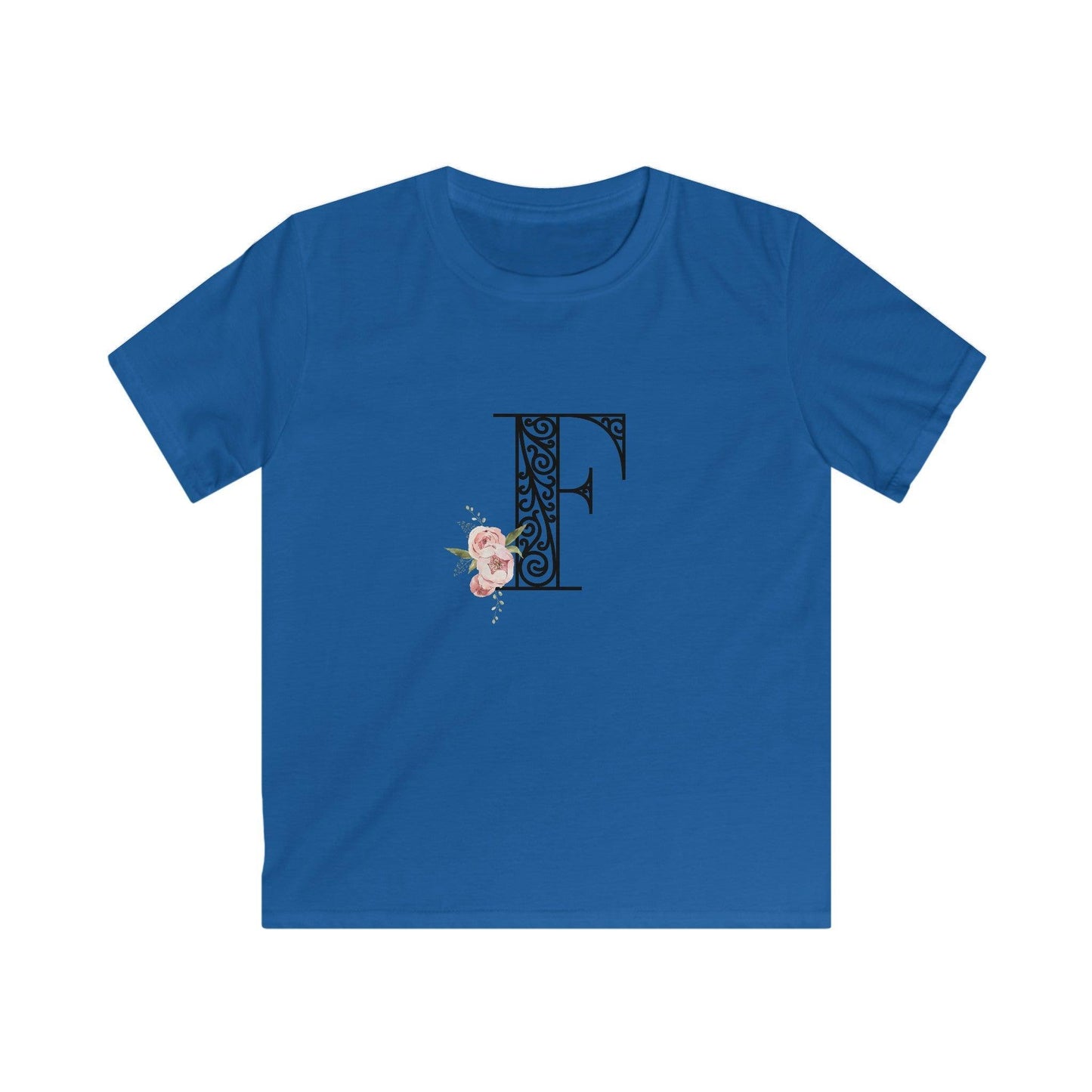 Floral Letters: Letter F - Kids Softstyle Tee - Whippie's