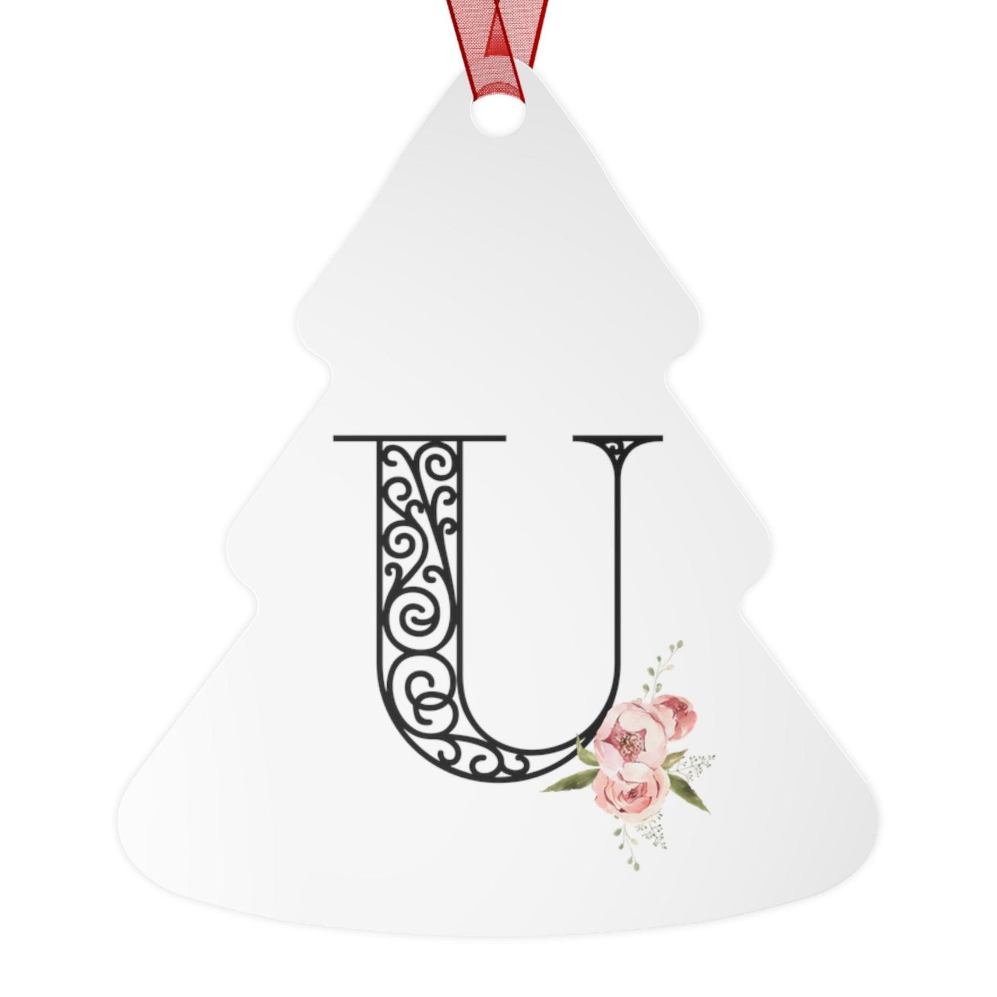 Floral Letters: Letter U - Metal Christmas Ornament - Whippie's