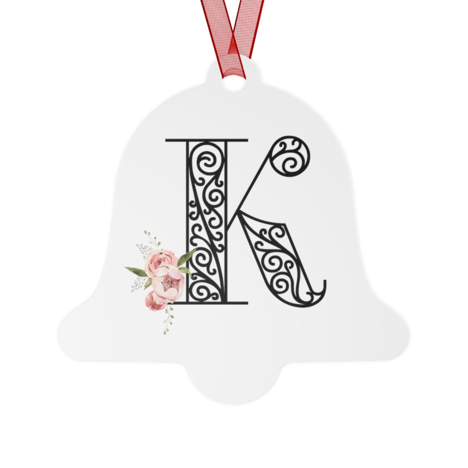 Floral Letters: Letter K - Metal Christmas Ornament - Whippie's