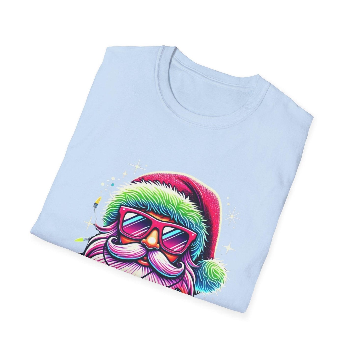 Shine Bright Like Santa! 🎅🎄🌈✨ - Unisex Softstyle T-shirt - Whippie's