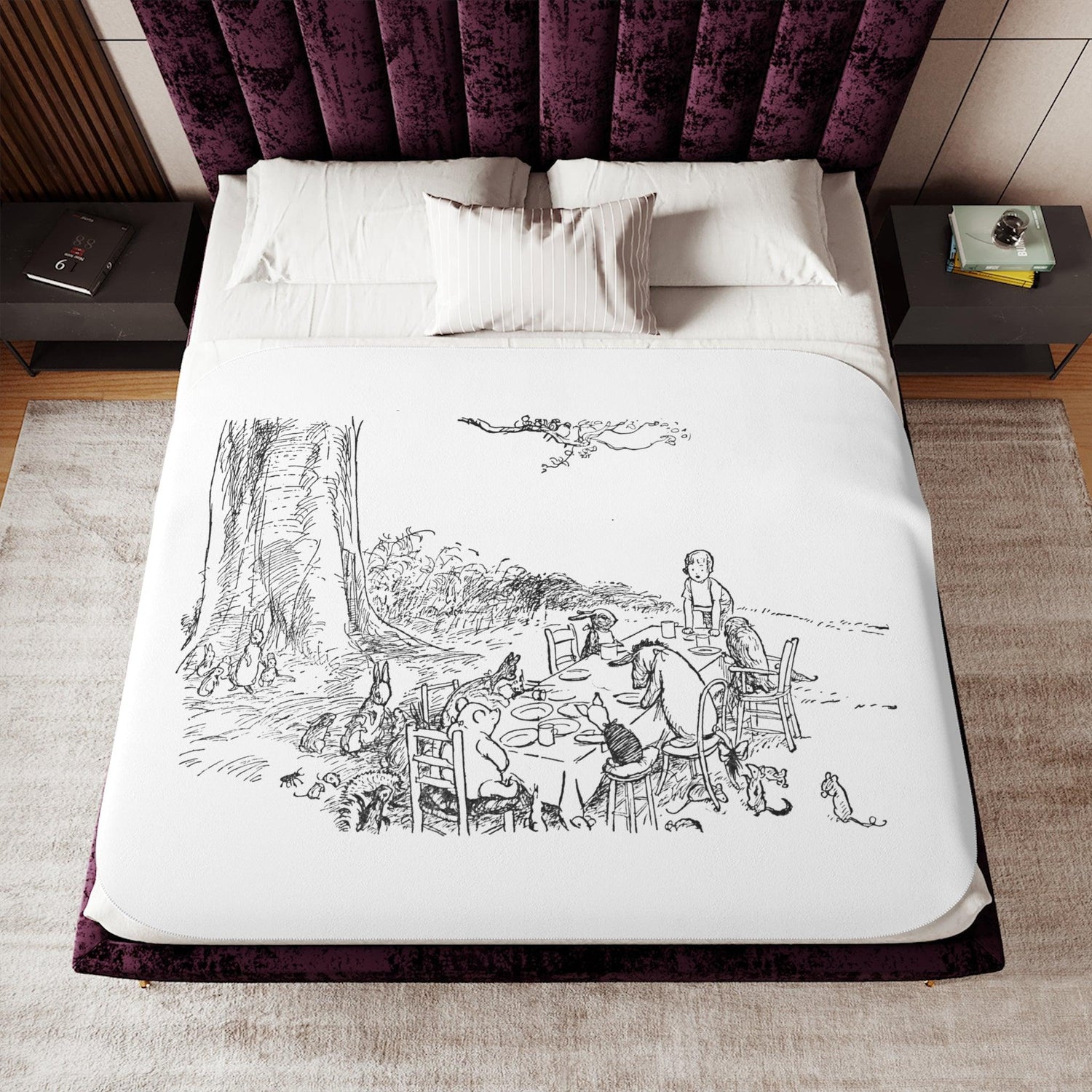 Classic Pooh Tea Party Sherpa Blanket - Hunny-Sweet Dreams! ๐ฏโจ - Whippie's