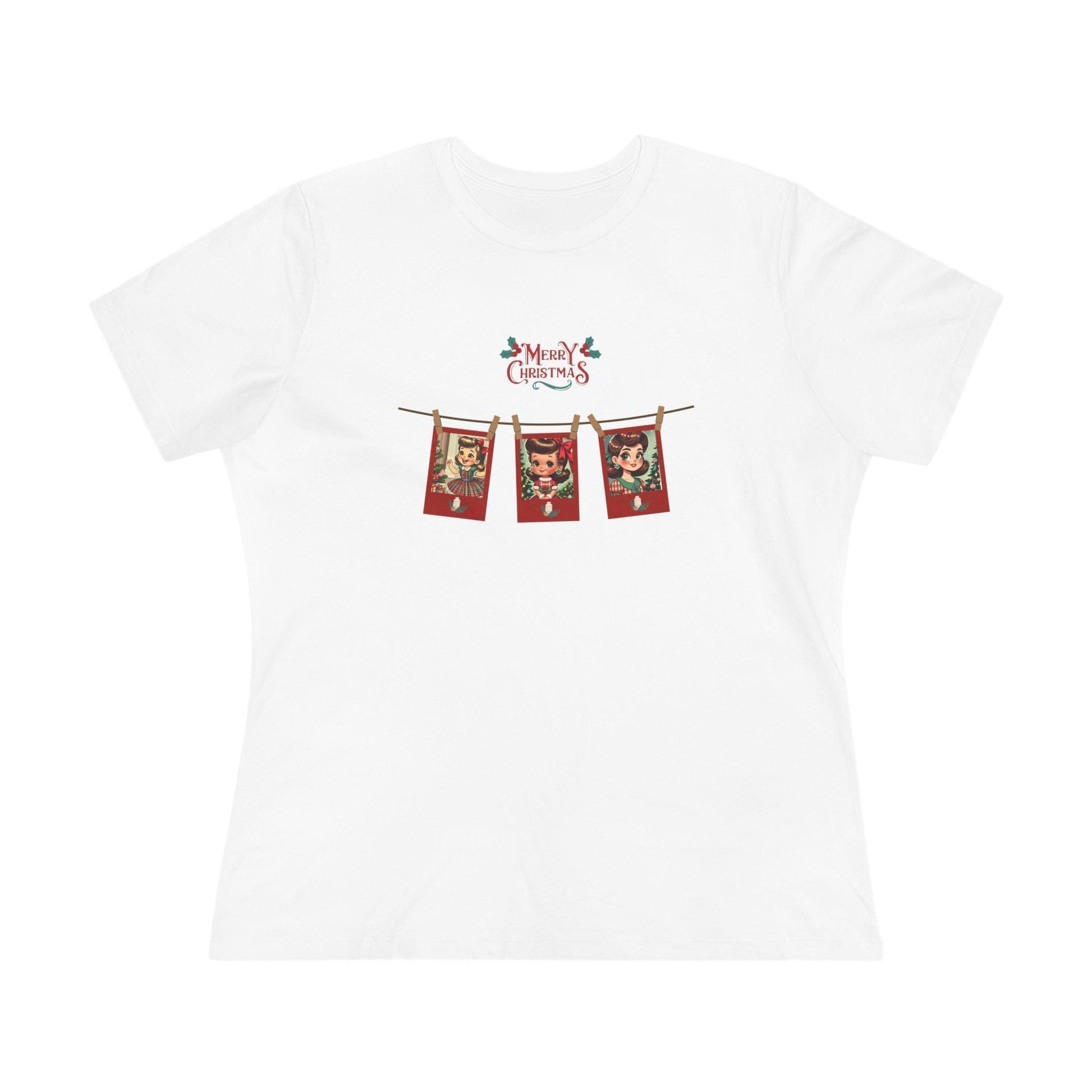 Merry Christmas - Photo Banner - Brunette Girls - Women's Softstyle Tee - Whippie's