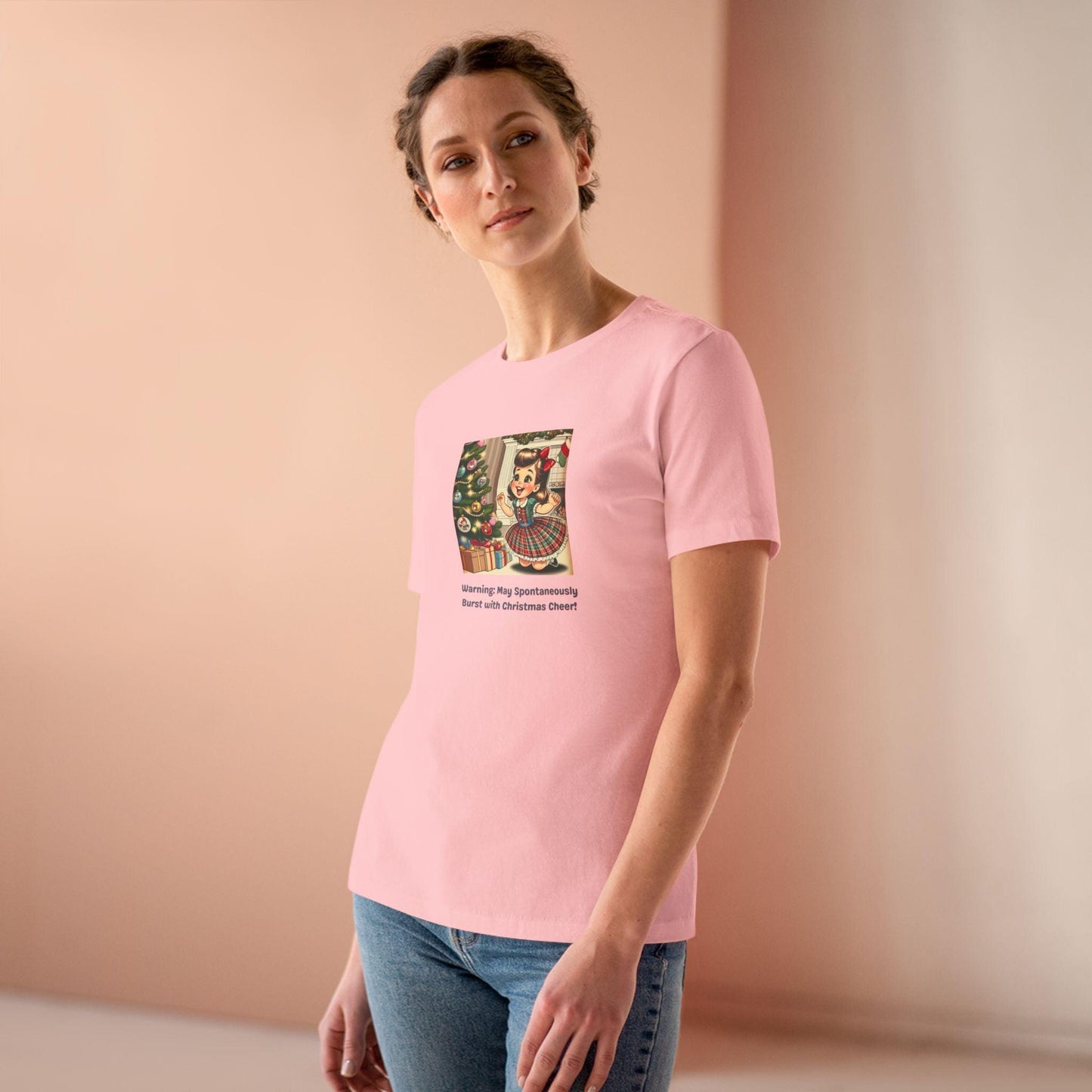 Warning: May Spontaneously Burst with Christmas Cheer! - Women's Softstyle Tee - Whippie's