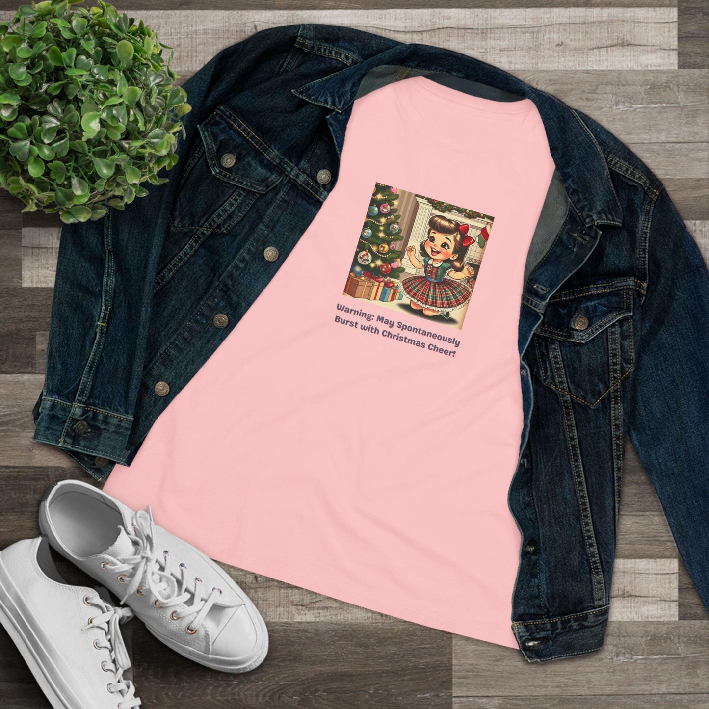 Warning: May Spontaneously Burst with Christmas Cheer! - Women's Softstyle Tee - Whippie's