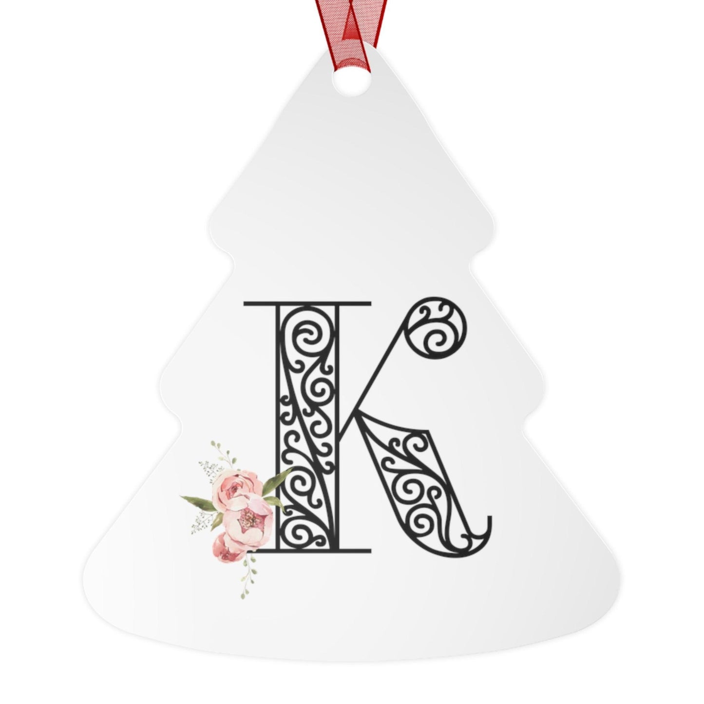 Floral Letters: Letter K - Metal Christmas Ornament - Whippie's