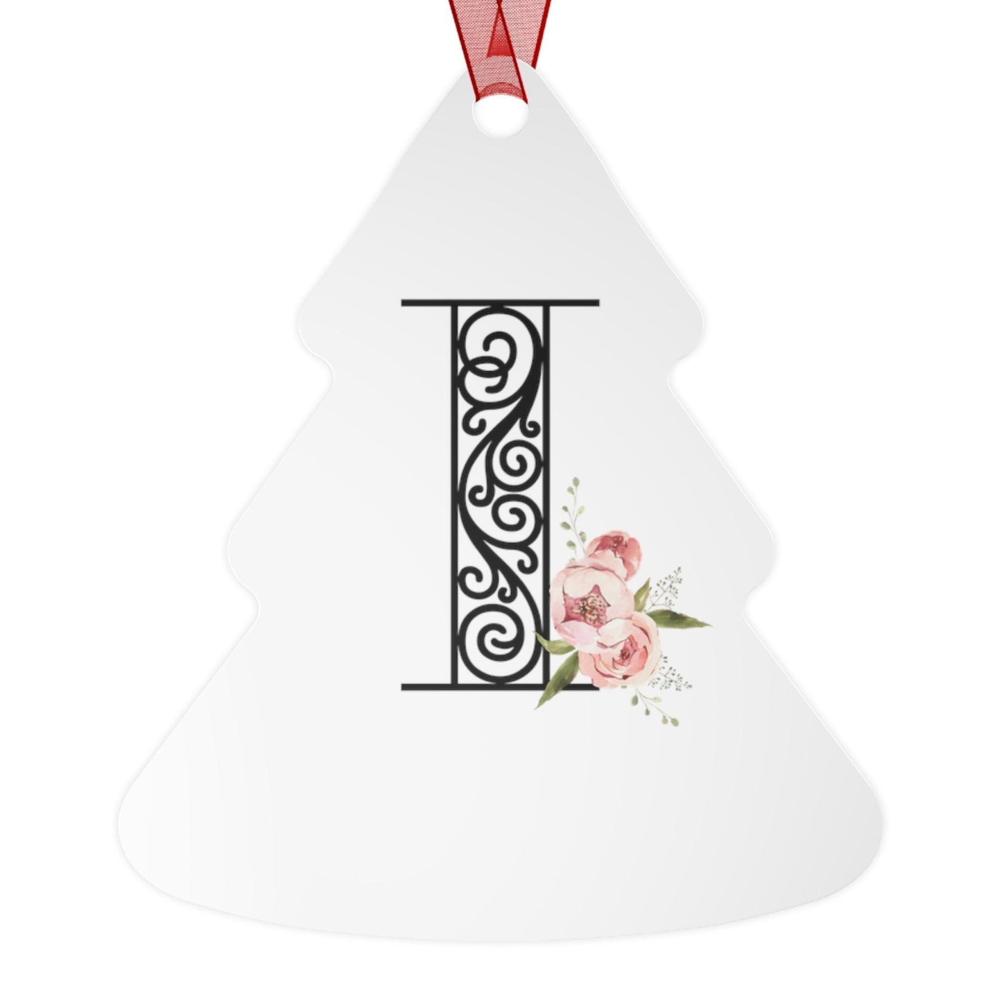 Floral Letters: Letter I - Metal Christmas Ornament - Whippie's