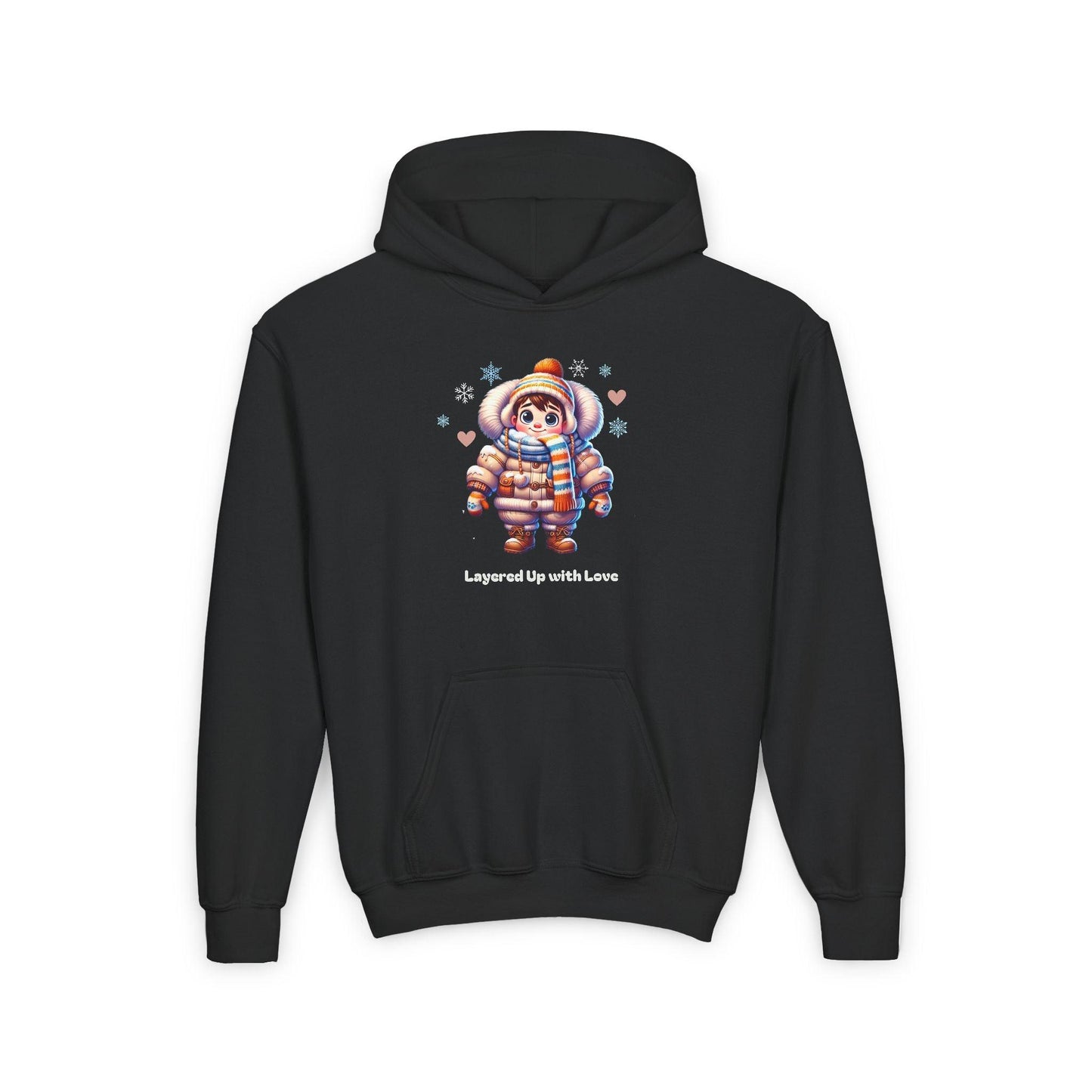Layered Up with Love (Boy) - Cozy Comfort for Kids! ❄️💙 Youth Heavy Blend Hooded Sweatshirt - Whippie's